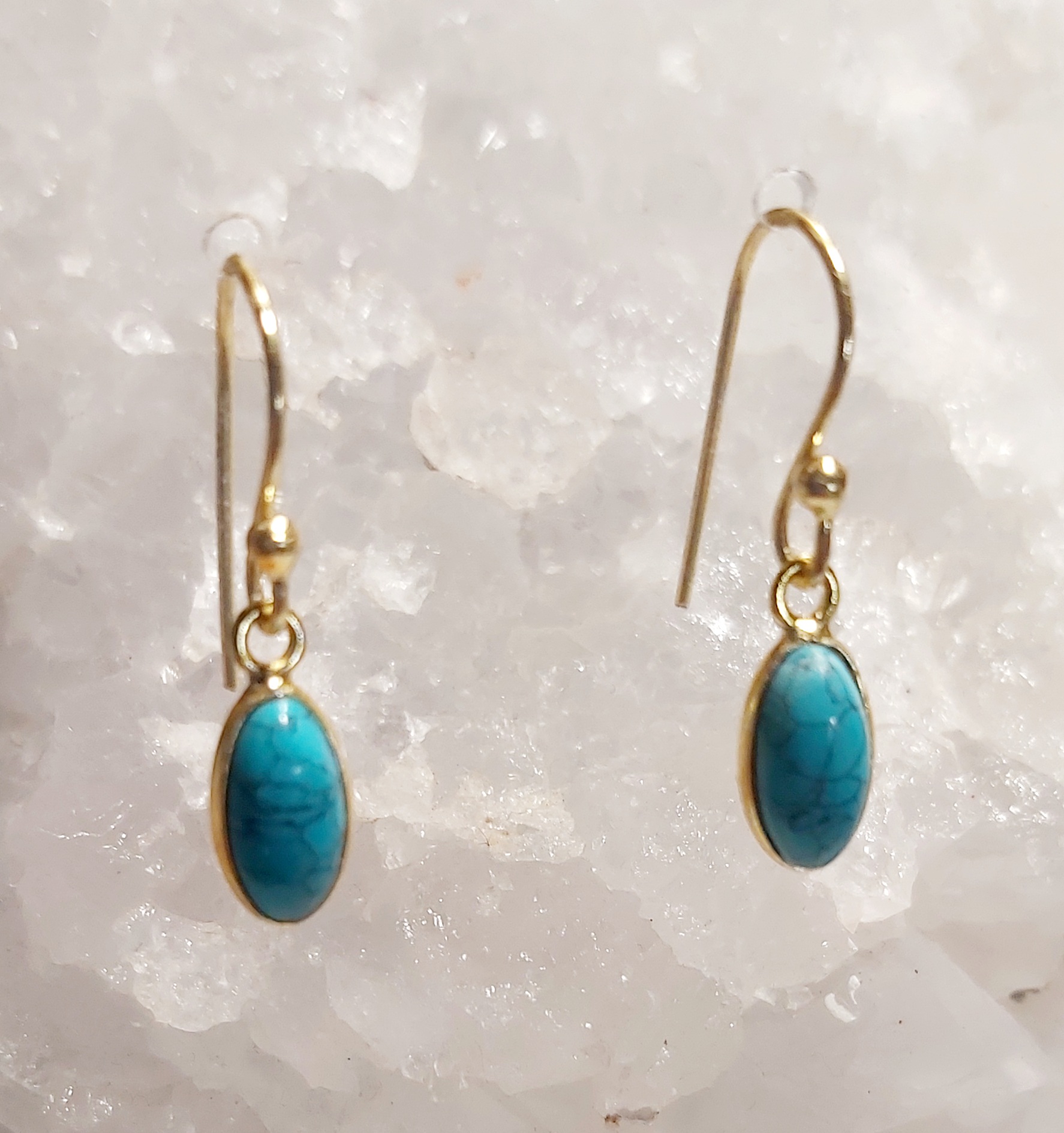 Boucles oreilles en Turquoise véritable.