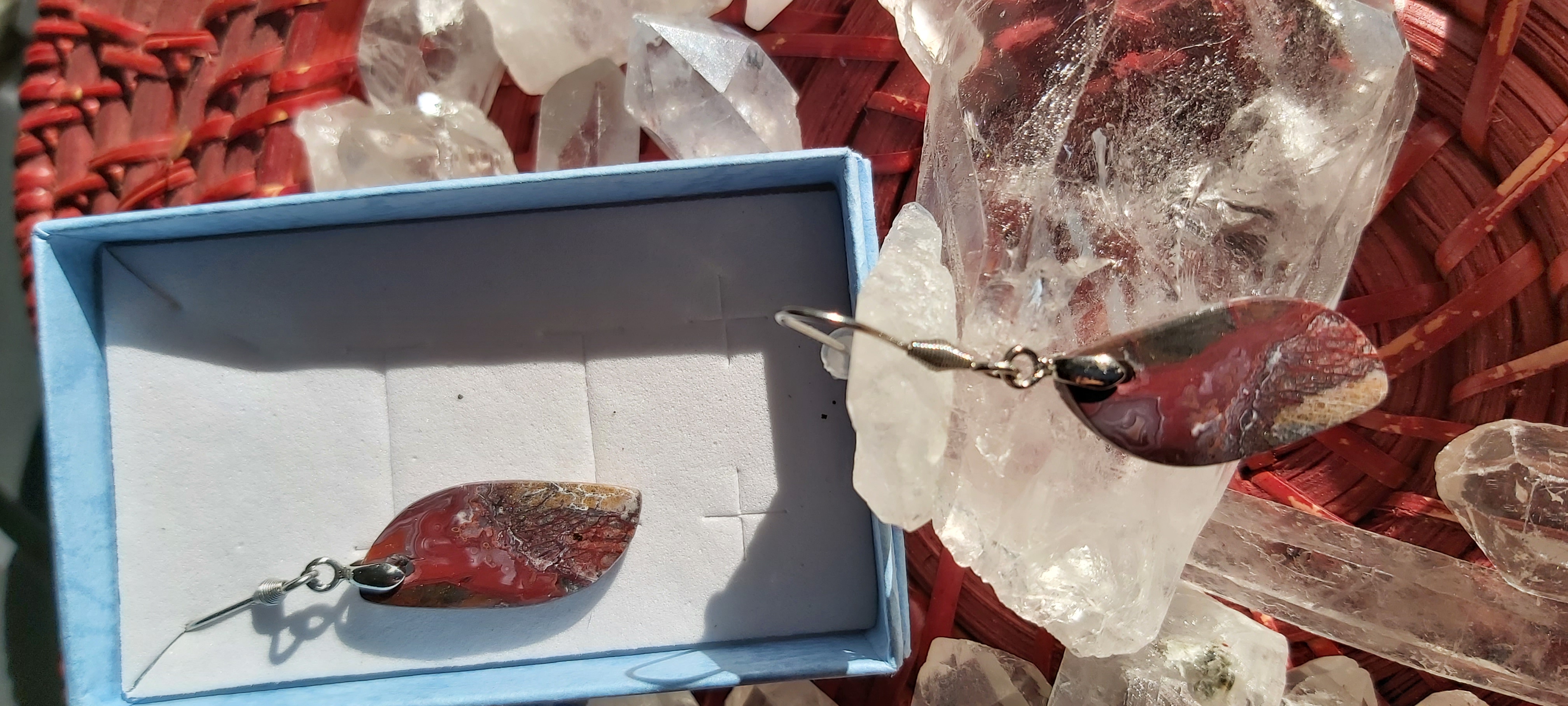 Boucles d'oreilles en agate Crazy Lace (folle dentelle)