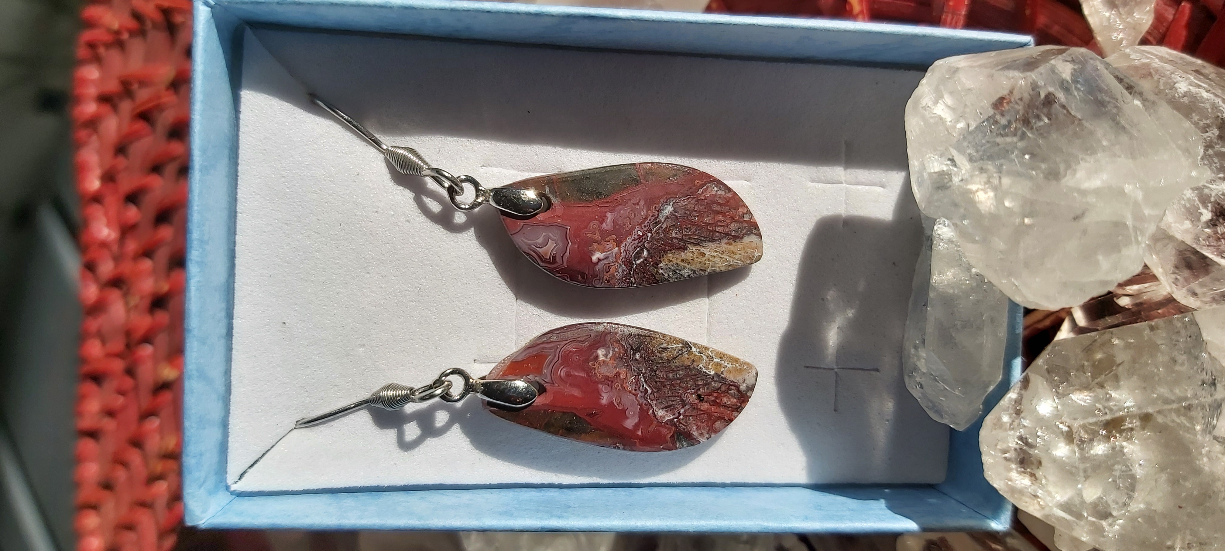 Boucles d'oreilles en agate Crazy Lace (folle dentelle)