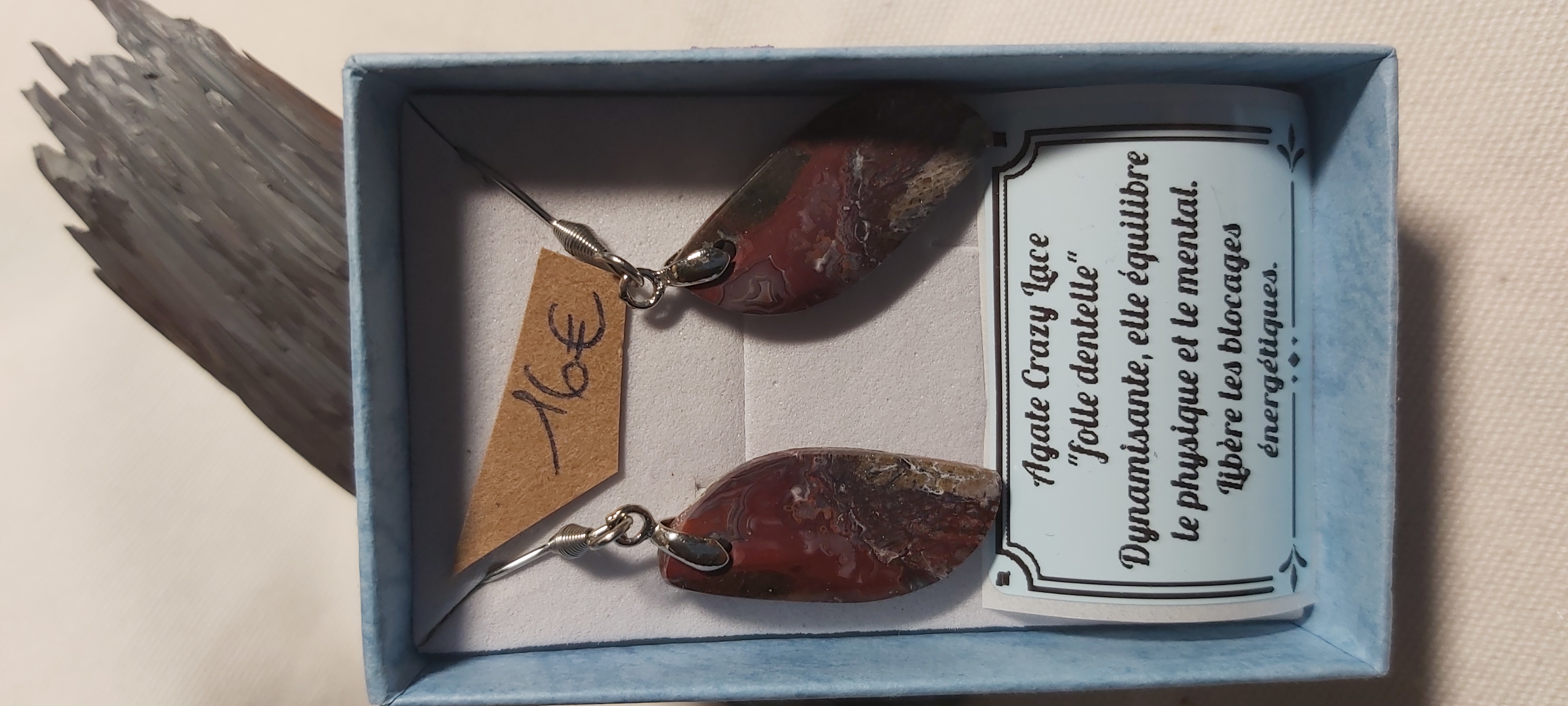 Boucles d'oreilles en agate Crazy Lace (folle dentelle)