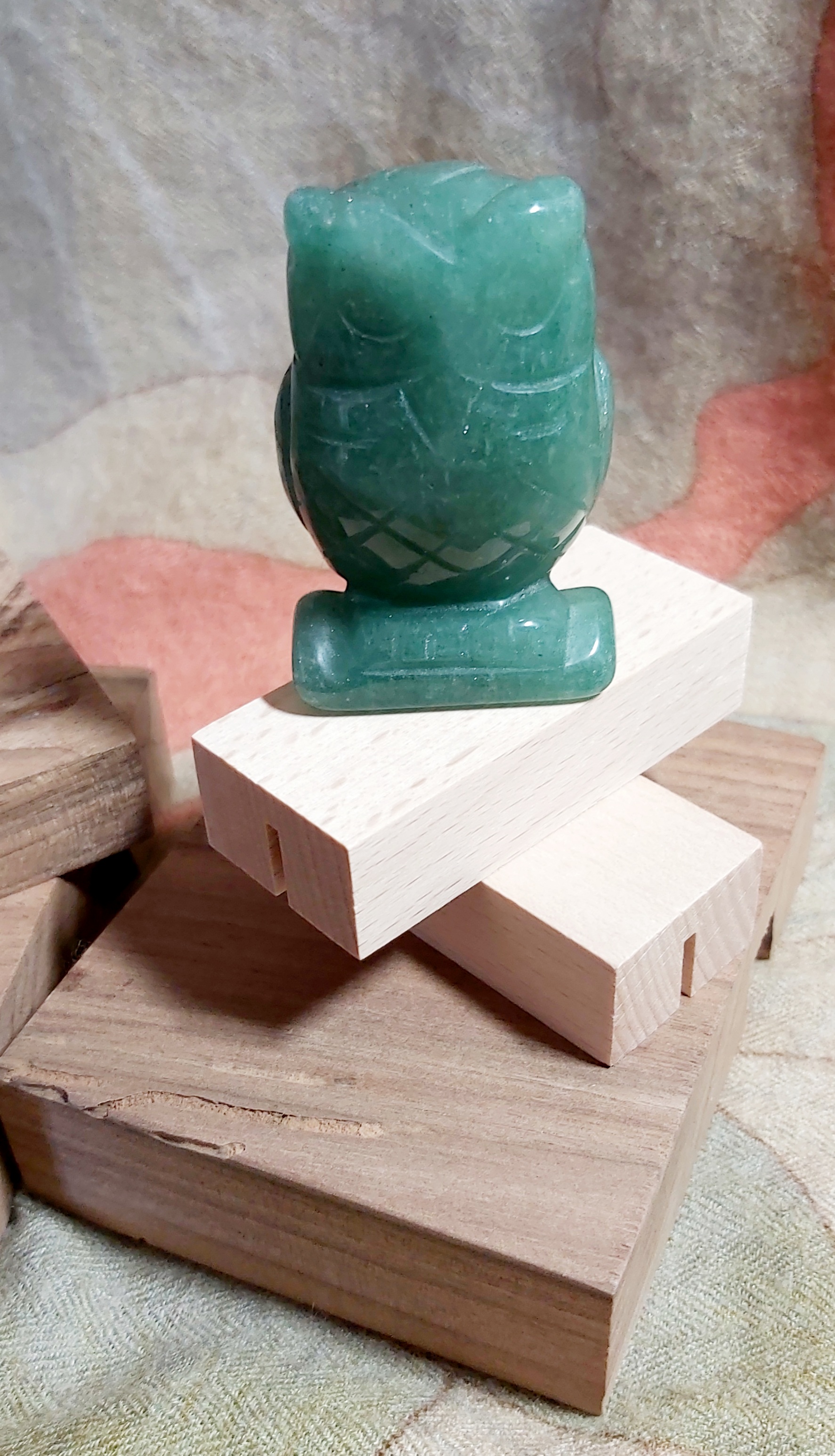 Sculptures de chouettes en Aventurine verte