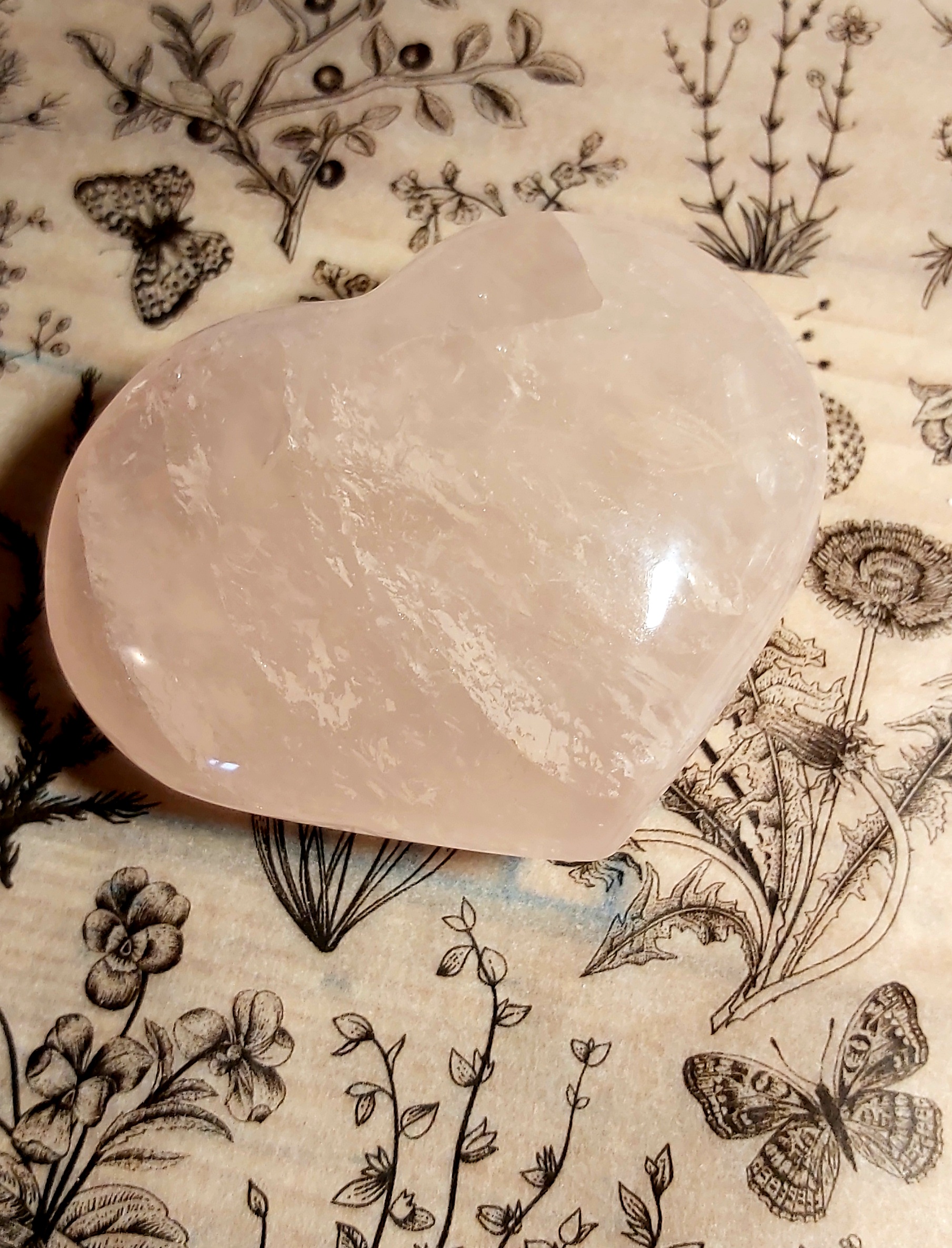 Galet Coeur quartz rose 90/80mm