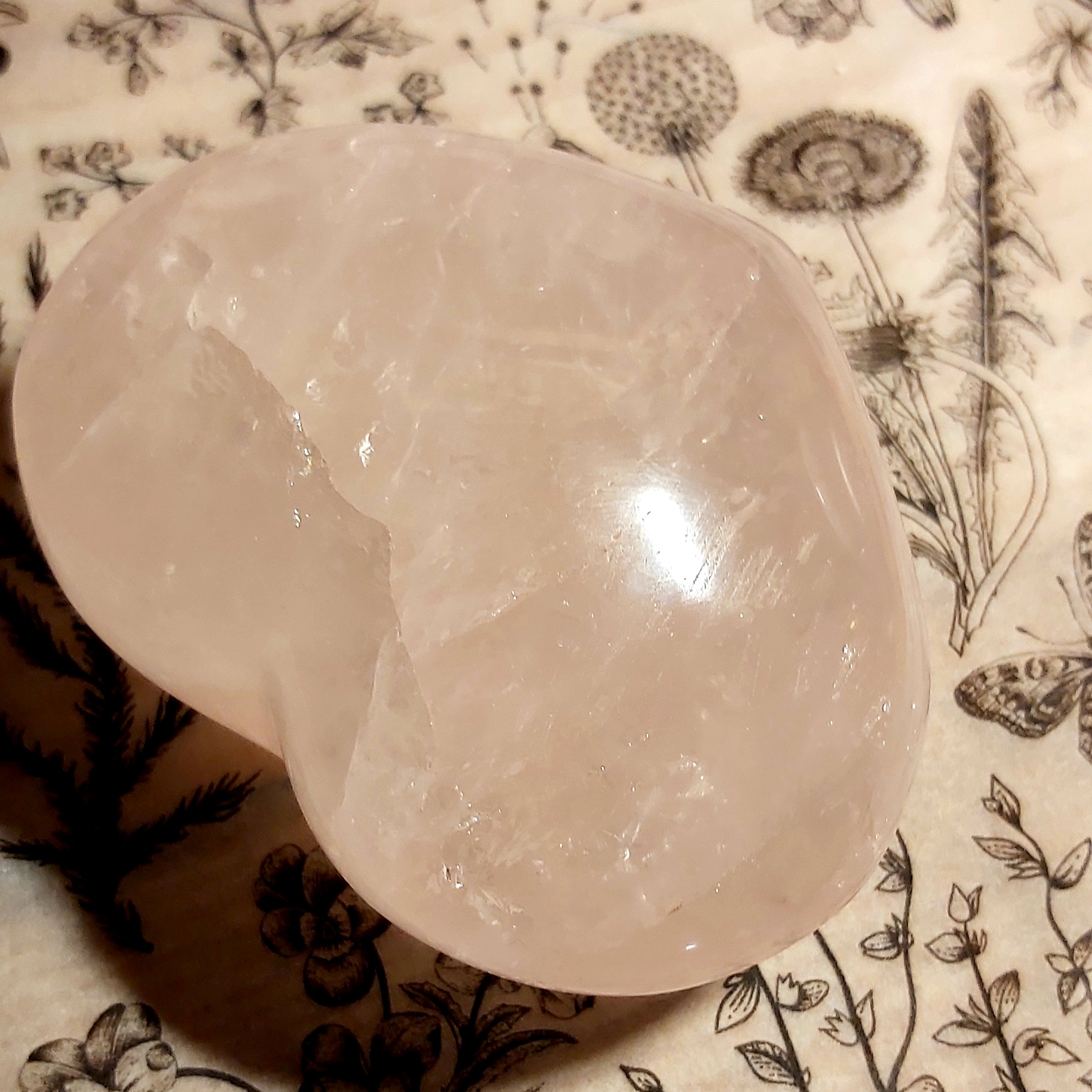 Galet Coeur quartz rose 90/80mm