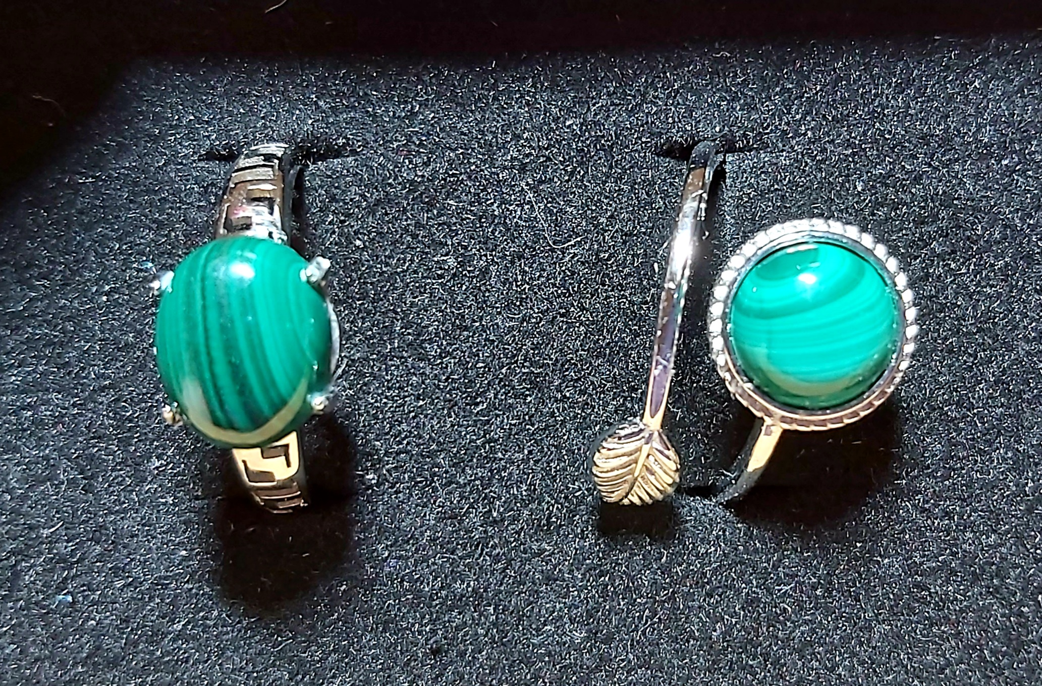 Malachite montée sur bague argent