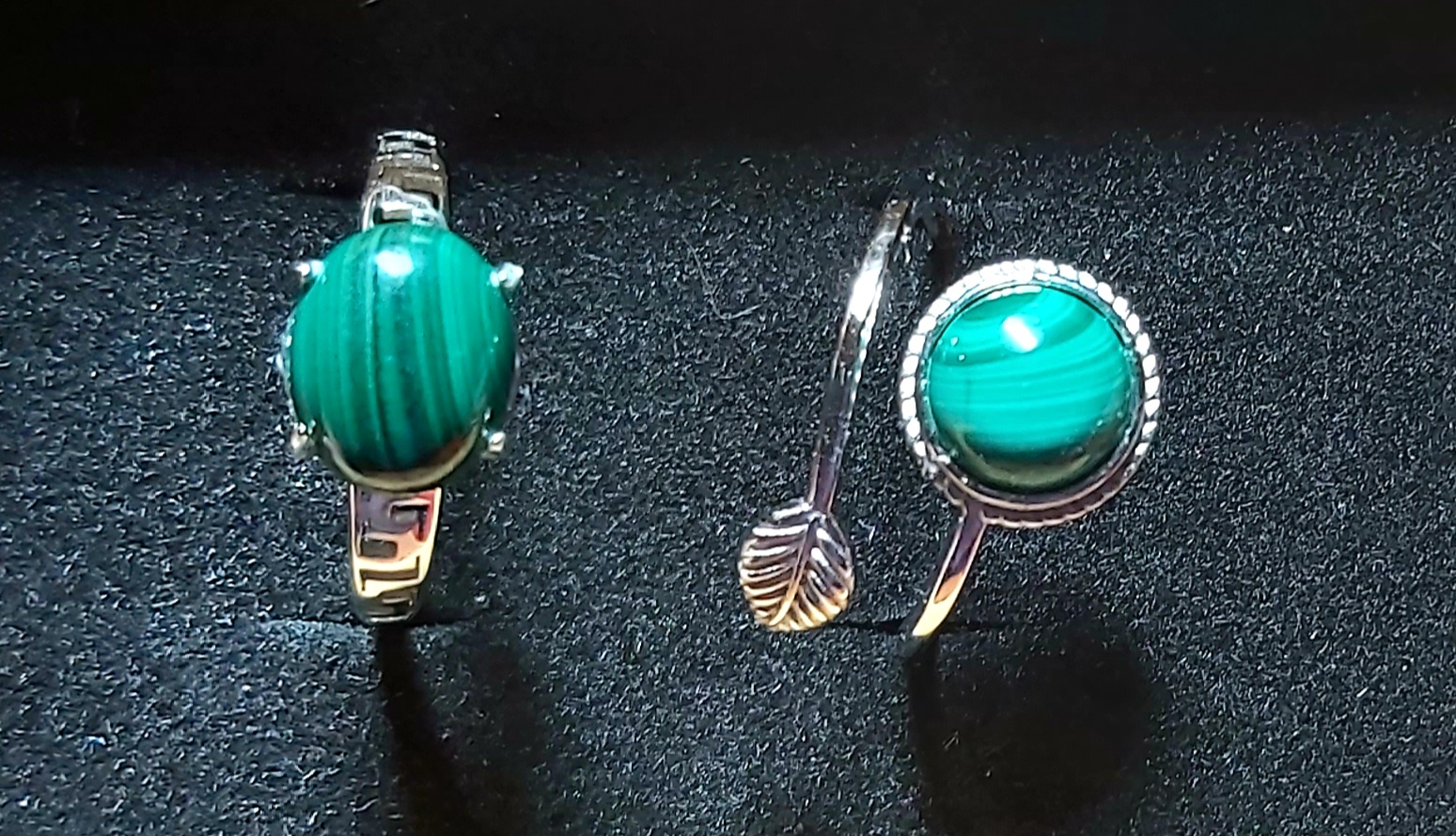 Malachite montée sur bague argent