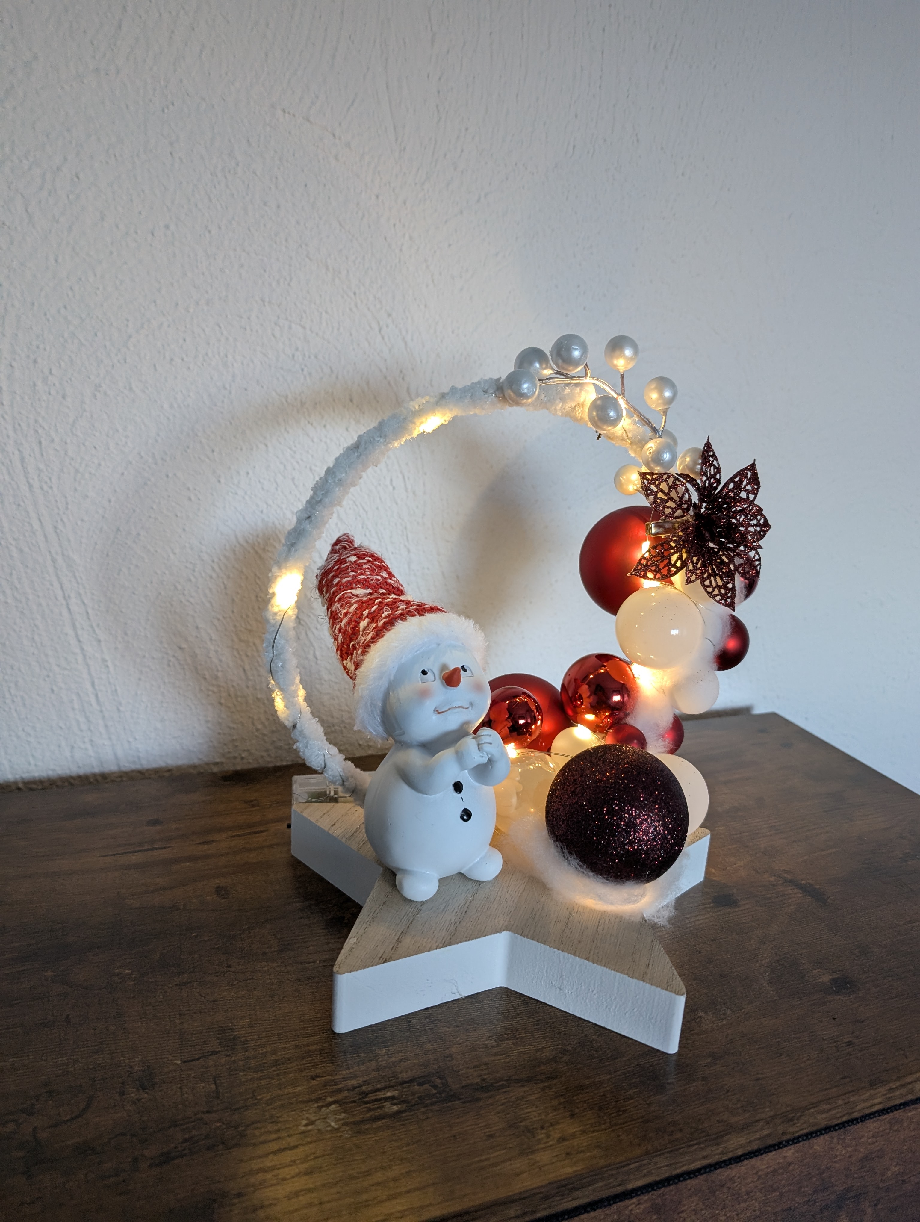 Weihnachtliche Dekoration mit Schneemann