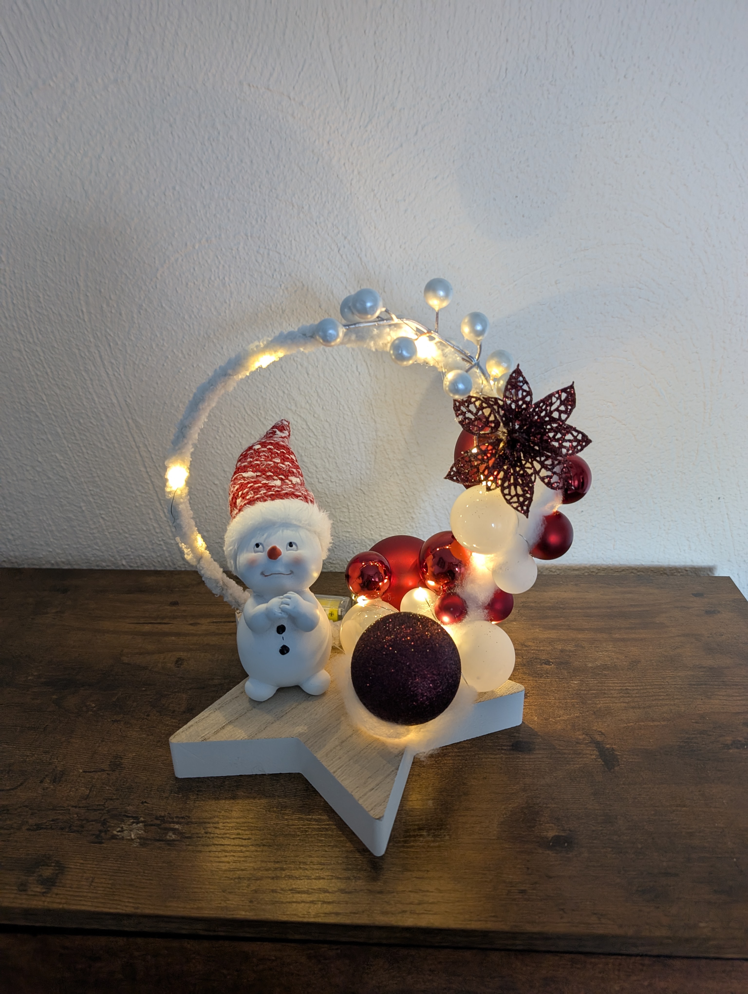 Weihnachtliche Dekoration mit Schneemann