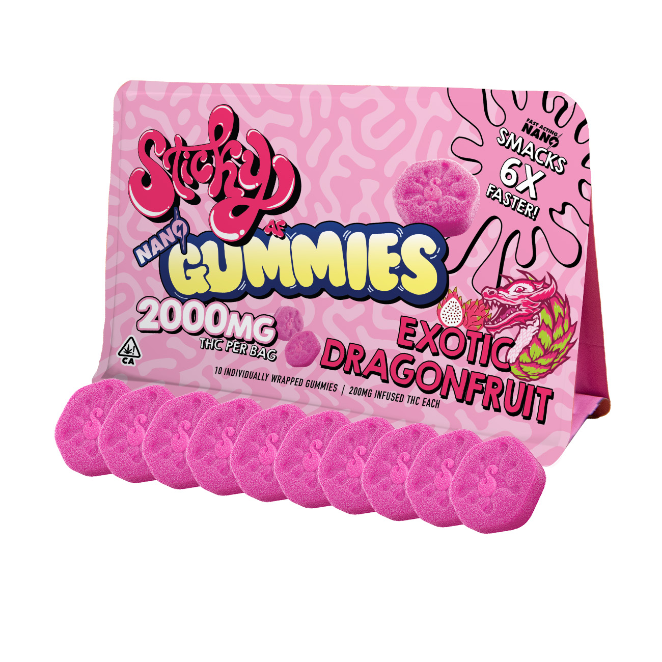 StickyAF - Nano Gummies - 2000mg - Exotic Dragonfruit