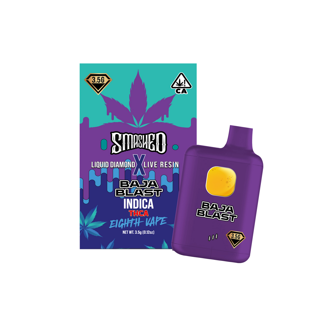 Smashed - Disposable 8th Vape Pen - 3.5 Grams - Baja Blast