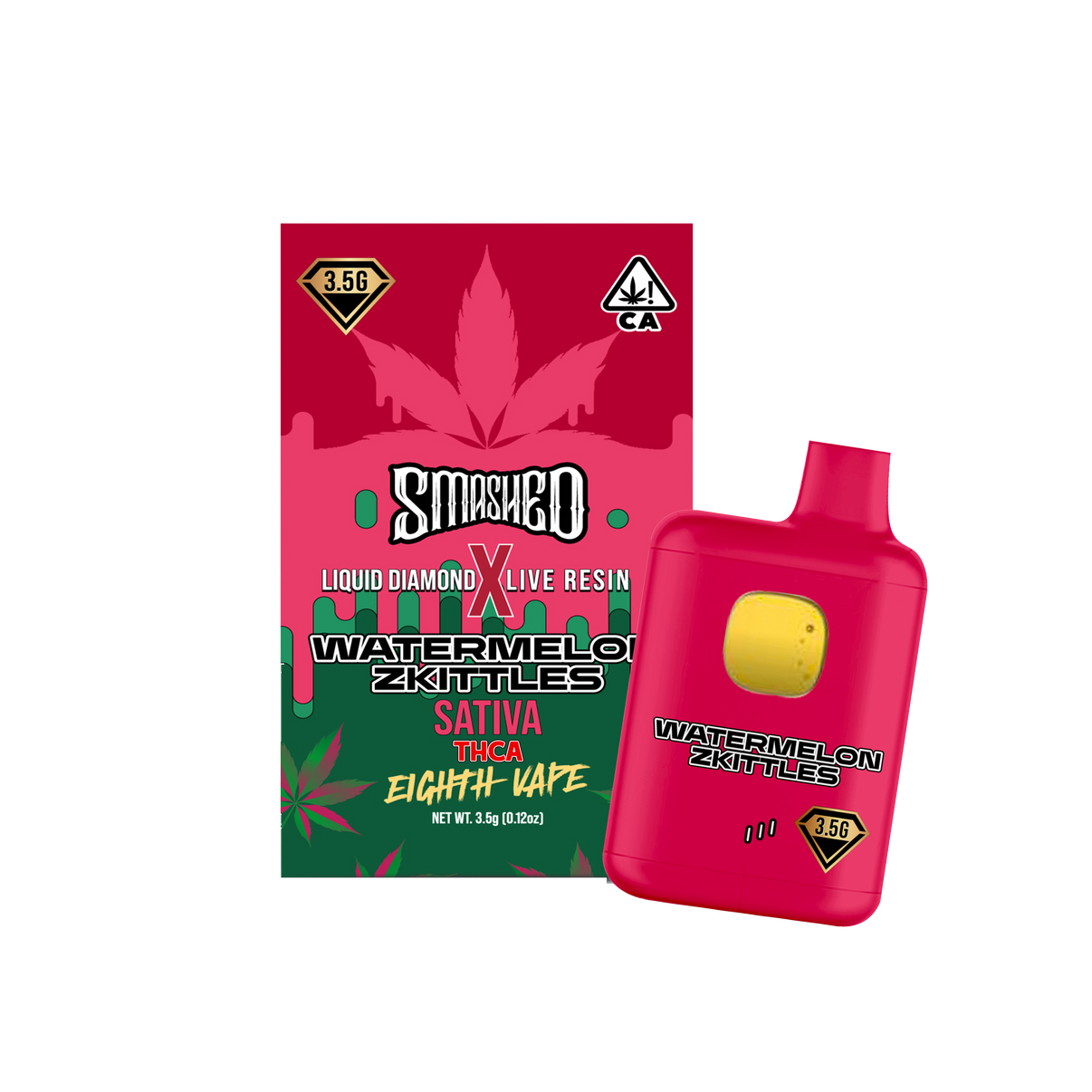 Smashed - Disposable 8th Vape Pen - 3.5 Grams - Watermelon Zkittles