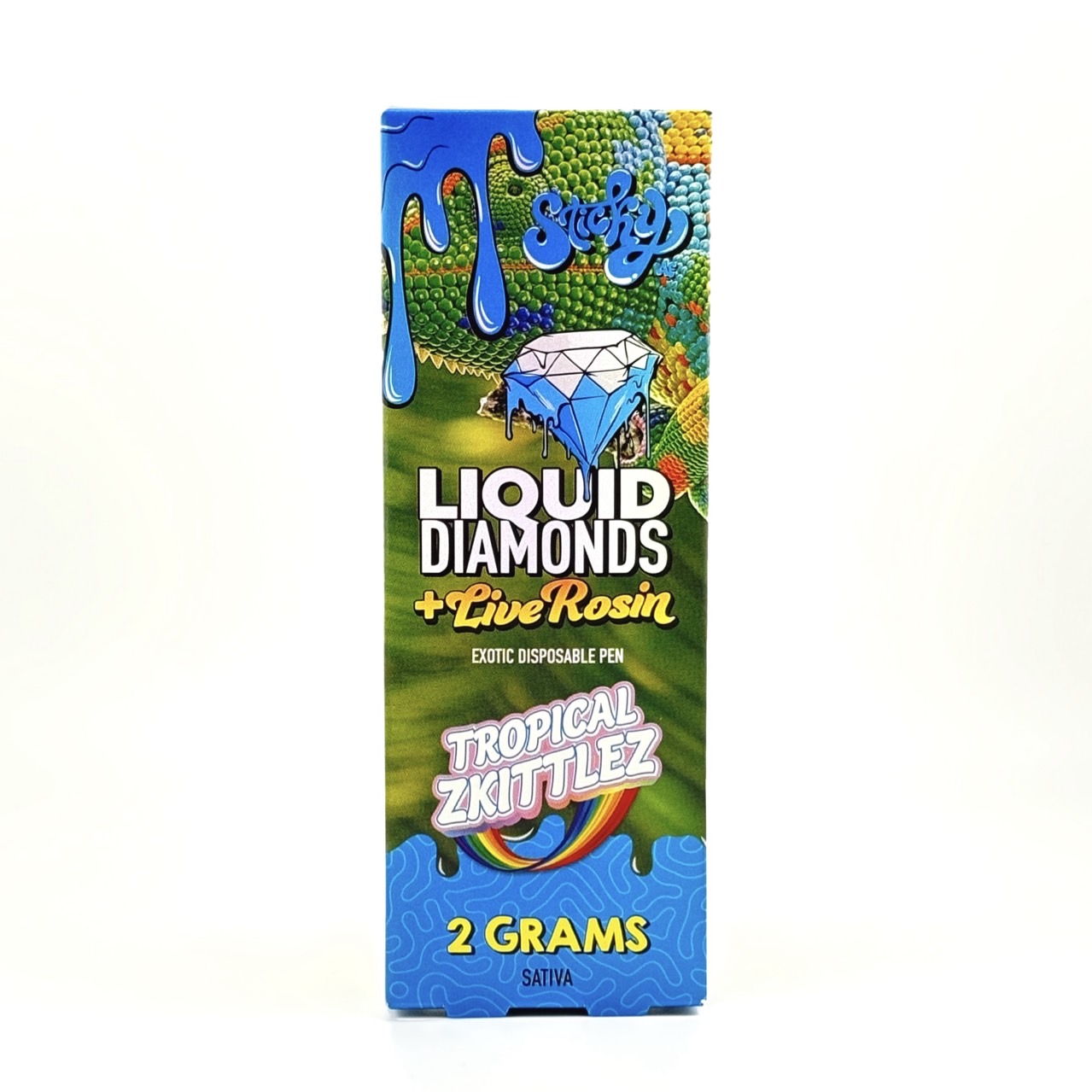 StickyAF - Liquid Diamonds + Live Rosin - 2G Vape - Tropical Zkittlez - Sativa