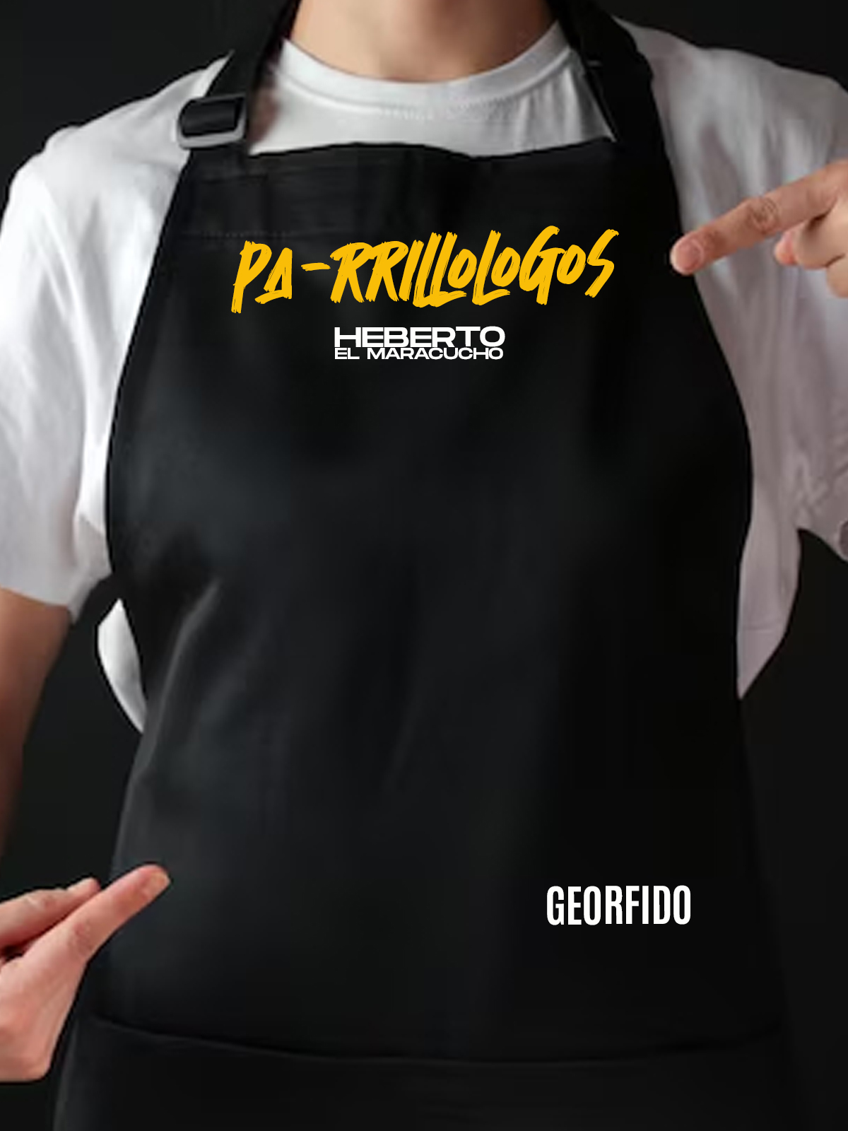 Delantal negro PA-RRILLOLOGOS (Personalizado)