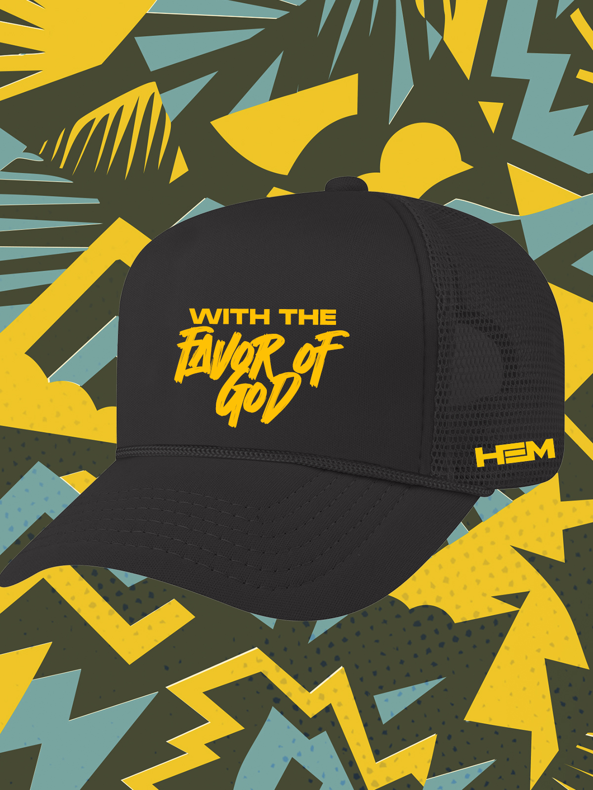 Gorra negra WITH THE FAVOR OF GOD