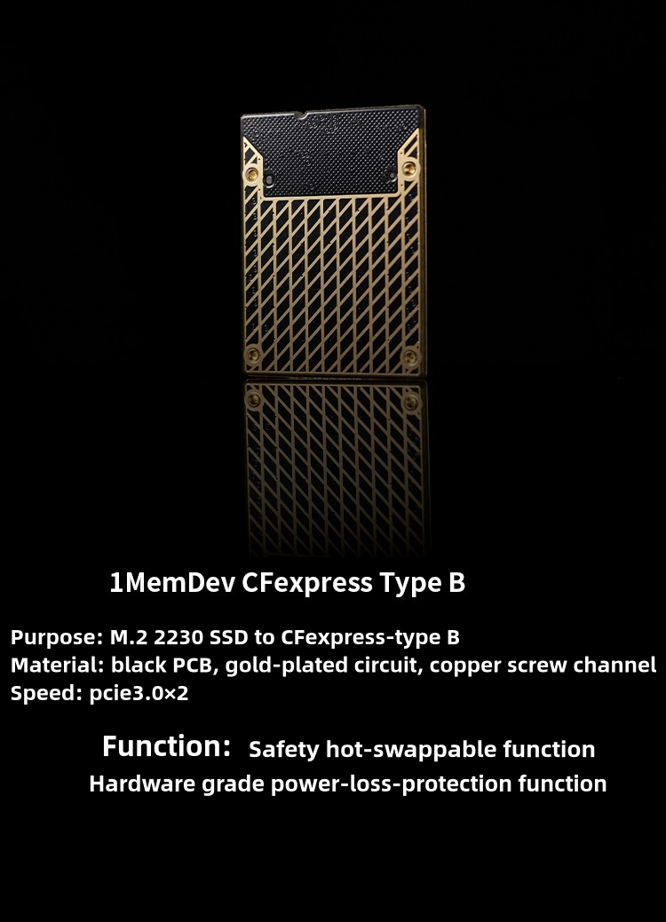 1MemDev CFexpress Type B Card to NVME M.2 2230 SSD Adapter 【SSD is not Included】