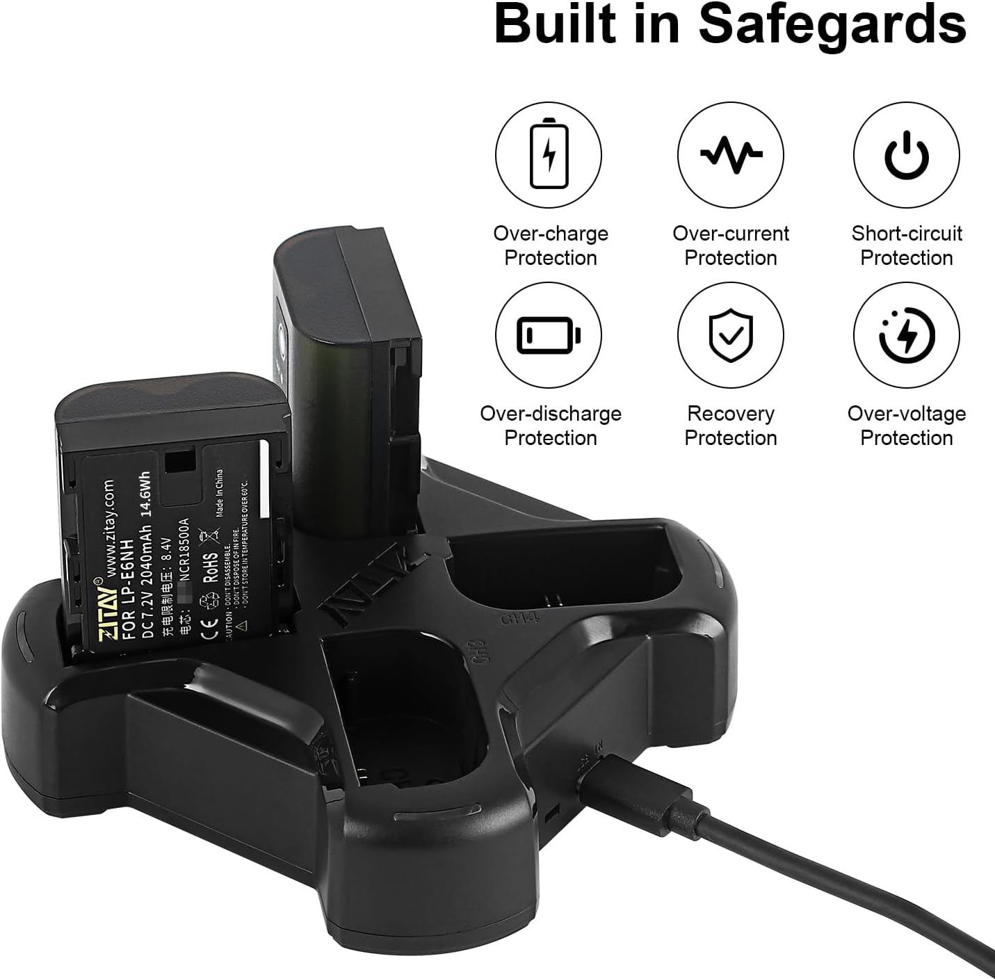 Canon LP-E6NH/E6P 4-Channel Type C Fast Charging Station 