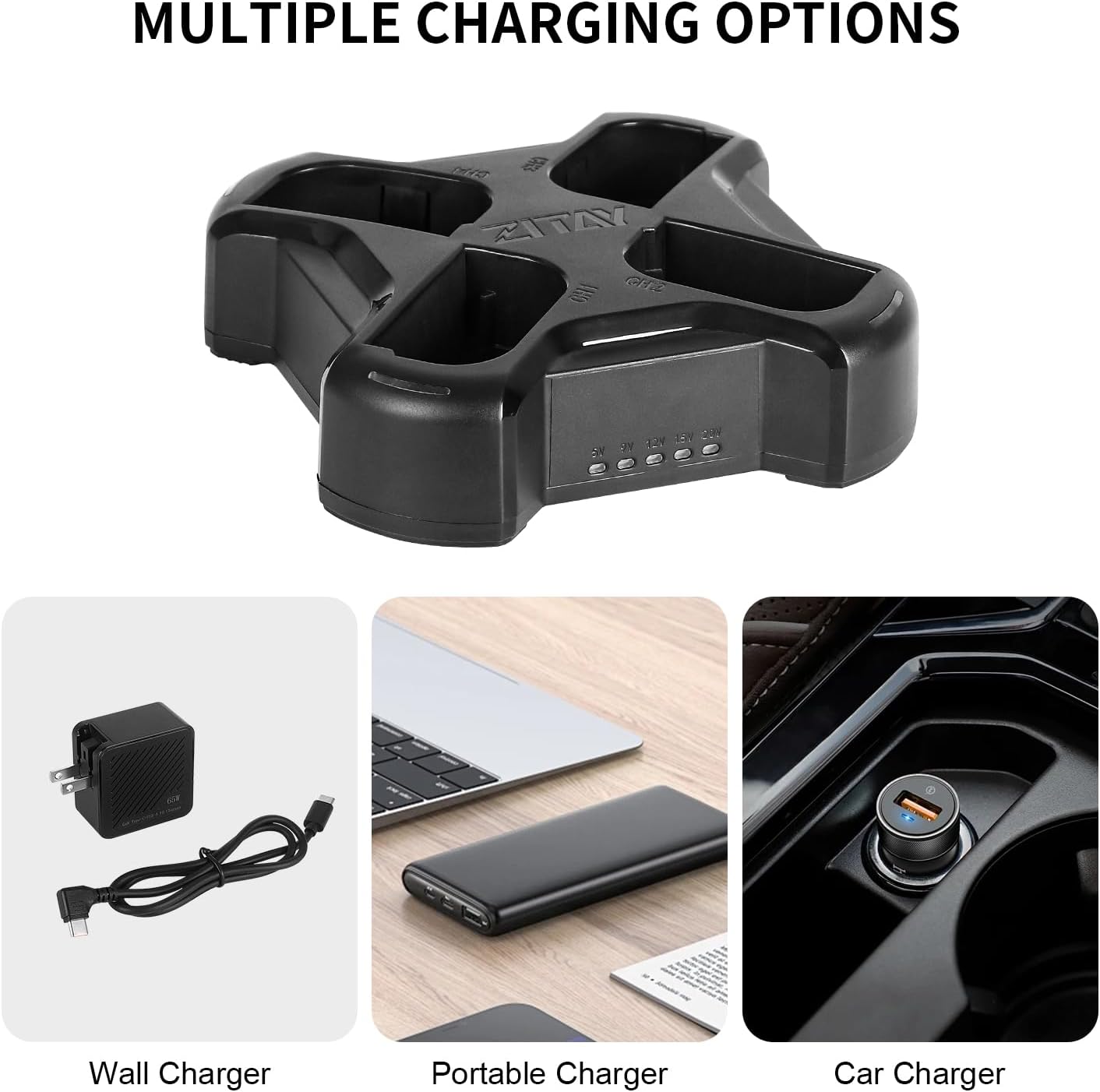 Canon LP-E6NH/E6P 4-Channel Type C Fast Charging Station 