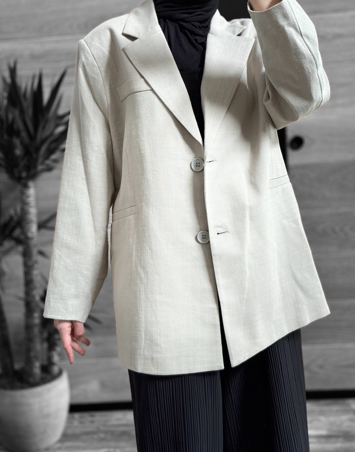 Blazer oversize effet lin 