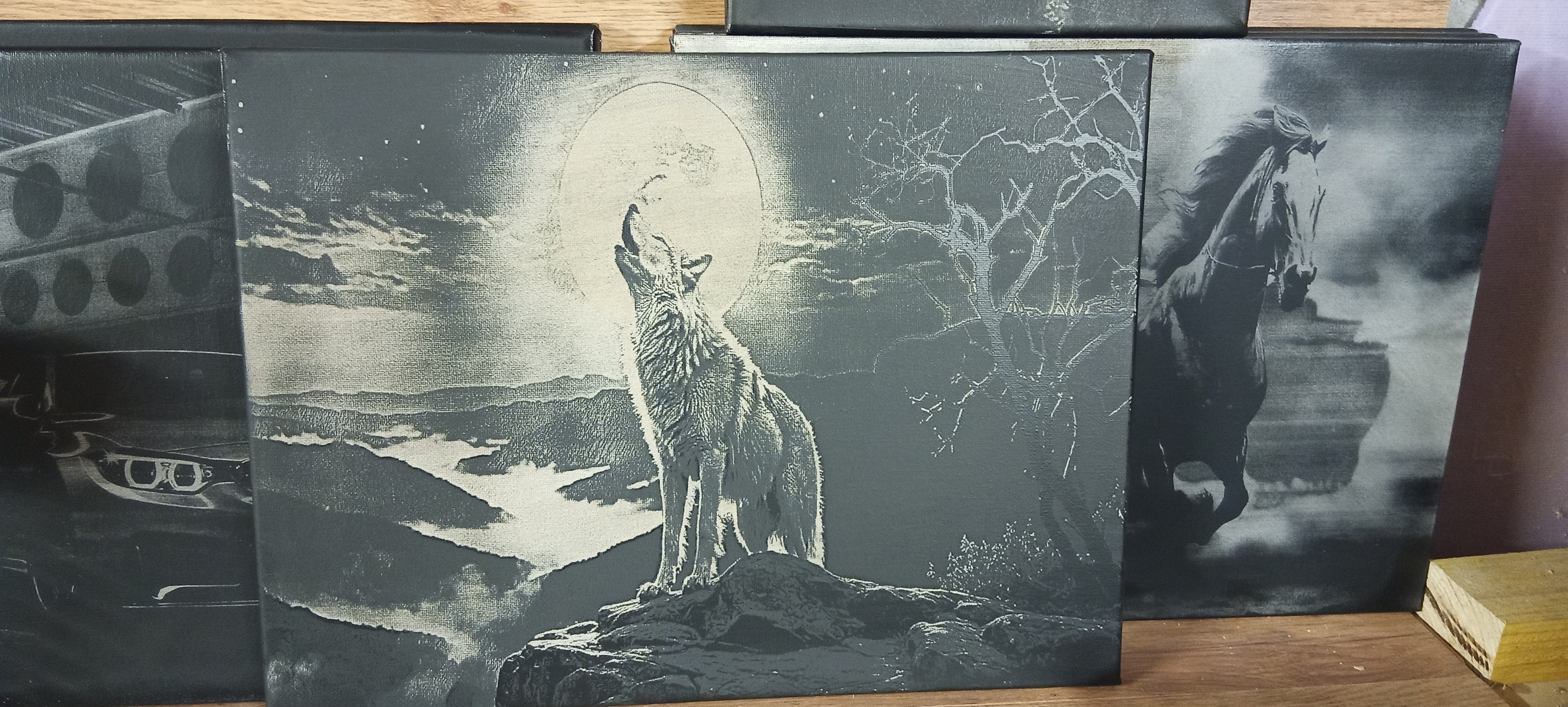 Toile d'art gravée de loup