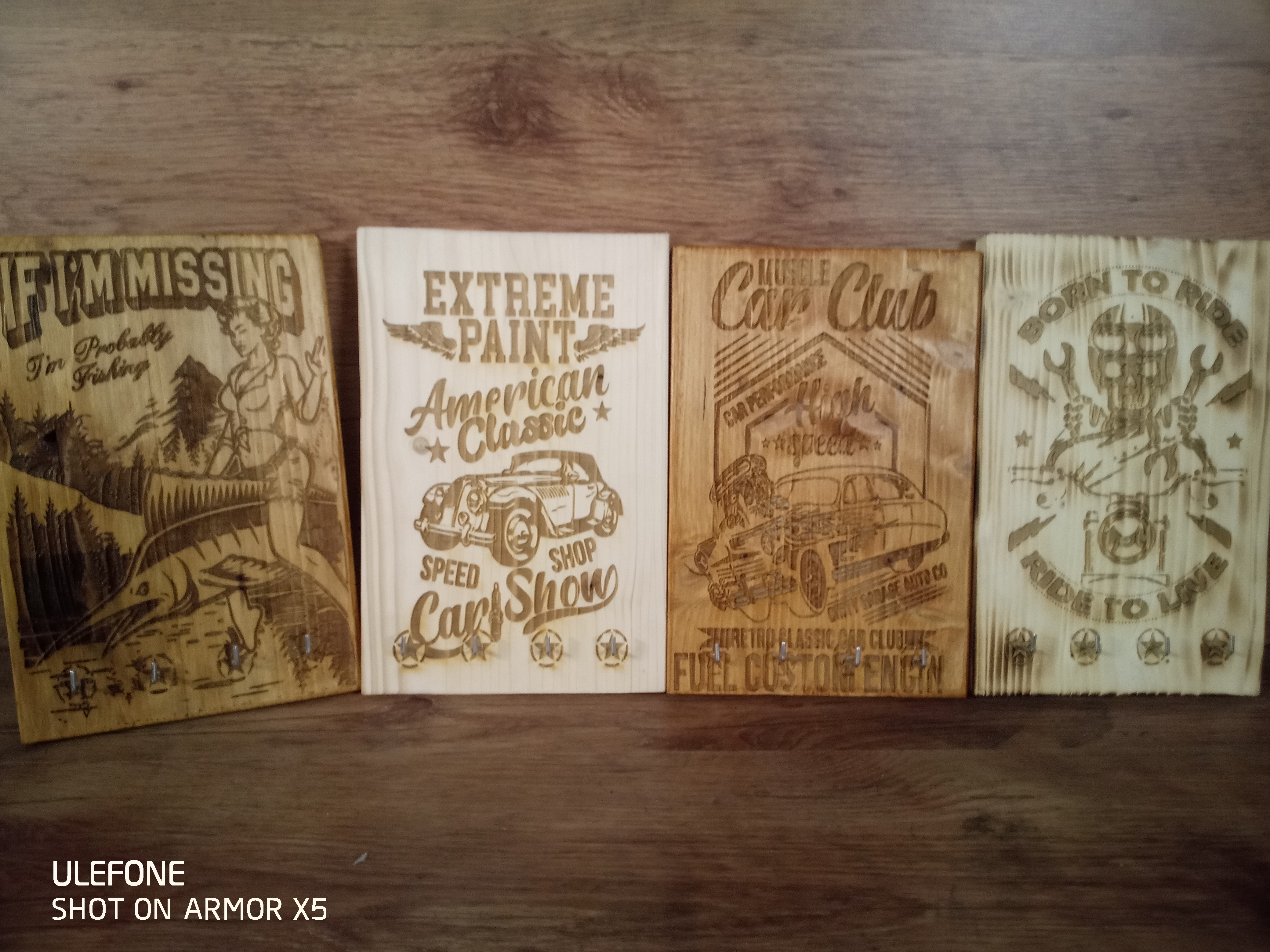 Ensemble d'art mural en bois gravé