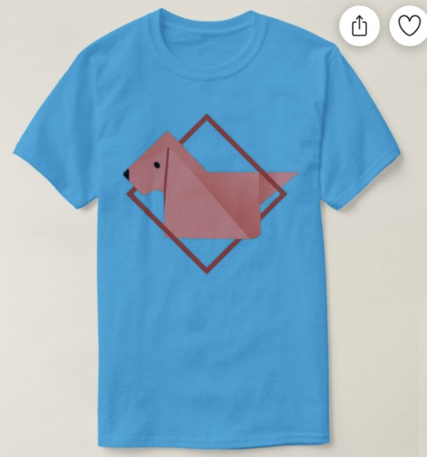 Blue and Red Origami Pup