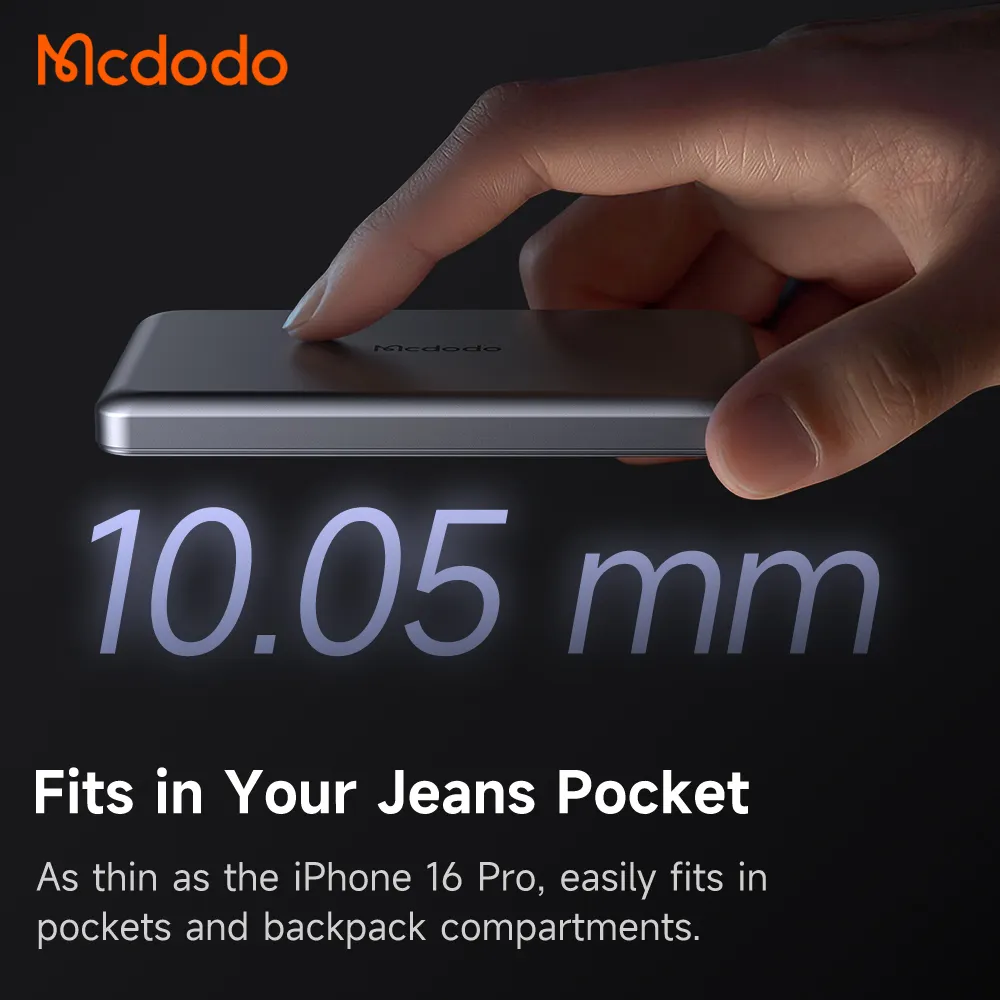 Mcdodo 464 Metal Power Bank Wireless 15W Fast Charging 20W Magnetic Super Thin Li-polymer Phone Portable Charger 5000mAh for iP