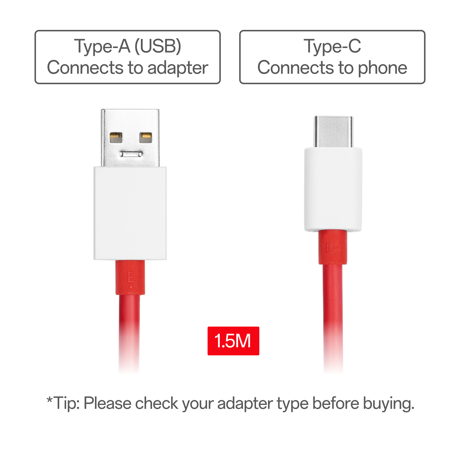 OnePlus USB Type C Cable 1 m DL129 (Compatible with Mobile, Tablet, Smart Watch, Power Bank, Laptop, Red)