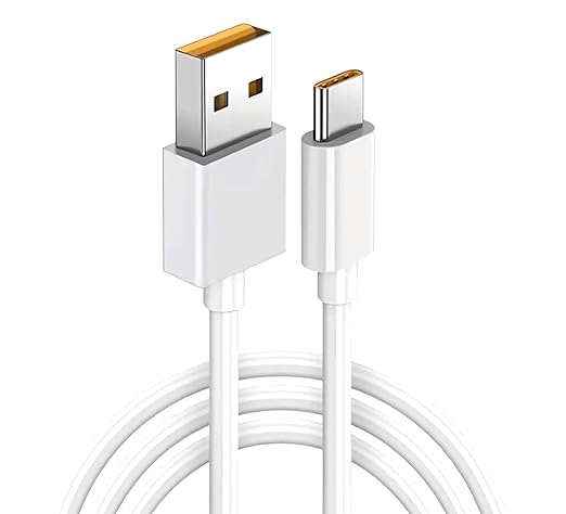 realme USB Type C SUPERVOOC Cable 2 A 1 m DL129 VOOC (Compatible with VOOC charging Smartphones with USB Type C Port, White, One Cable)