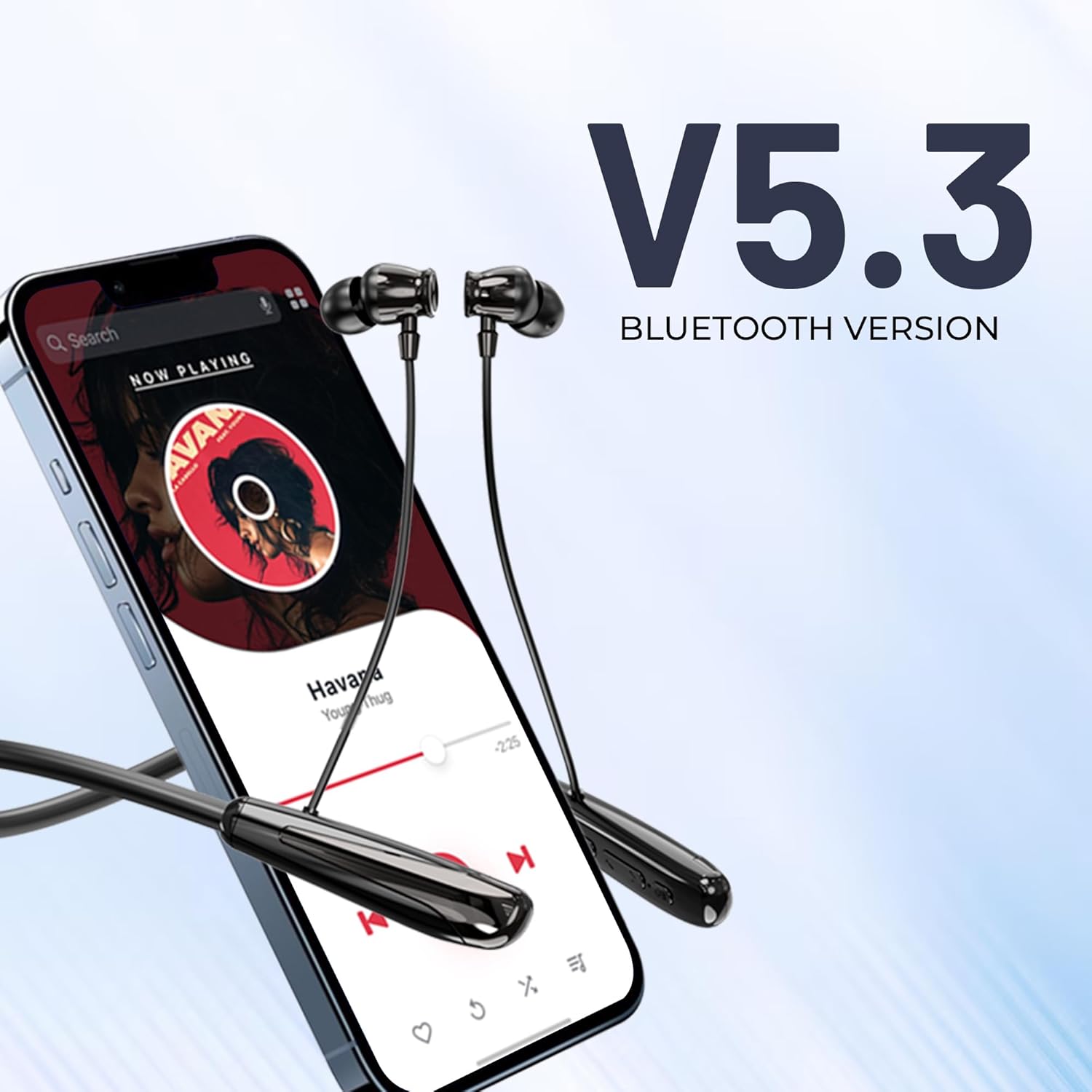 RD M-34 Nexus Wireless Neckband Earphones, Bluetooth 5.3, 90 Hrs Battery, Clear Calls, Dual Pairing, Type C Charging, Voice Assist, IPX5, Blue