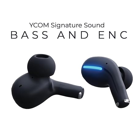 Ycom Truebuds 3 with 60hr Playtime, Built in enc, 10 min Charge 120 min Playtime, 13mm Drivers (Black)