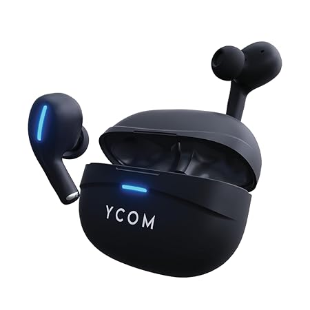 Ycom Truebuds 3 with 60hr Playtime, Built in enc, 10 min Charge 120 min Playtime, 13mm Drivers (Black)