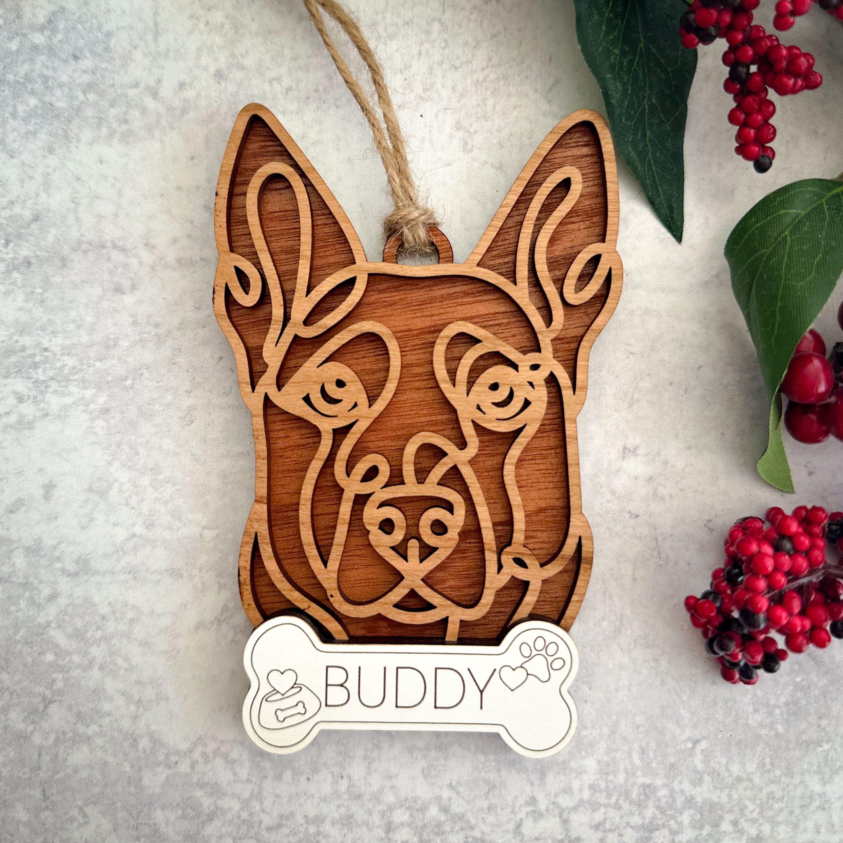 Laser-Cut Dog Ornaments Breeds A-L