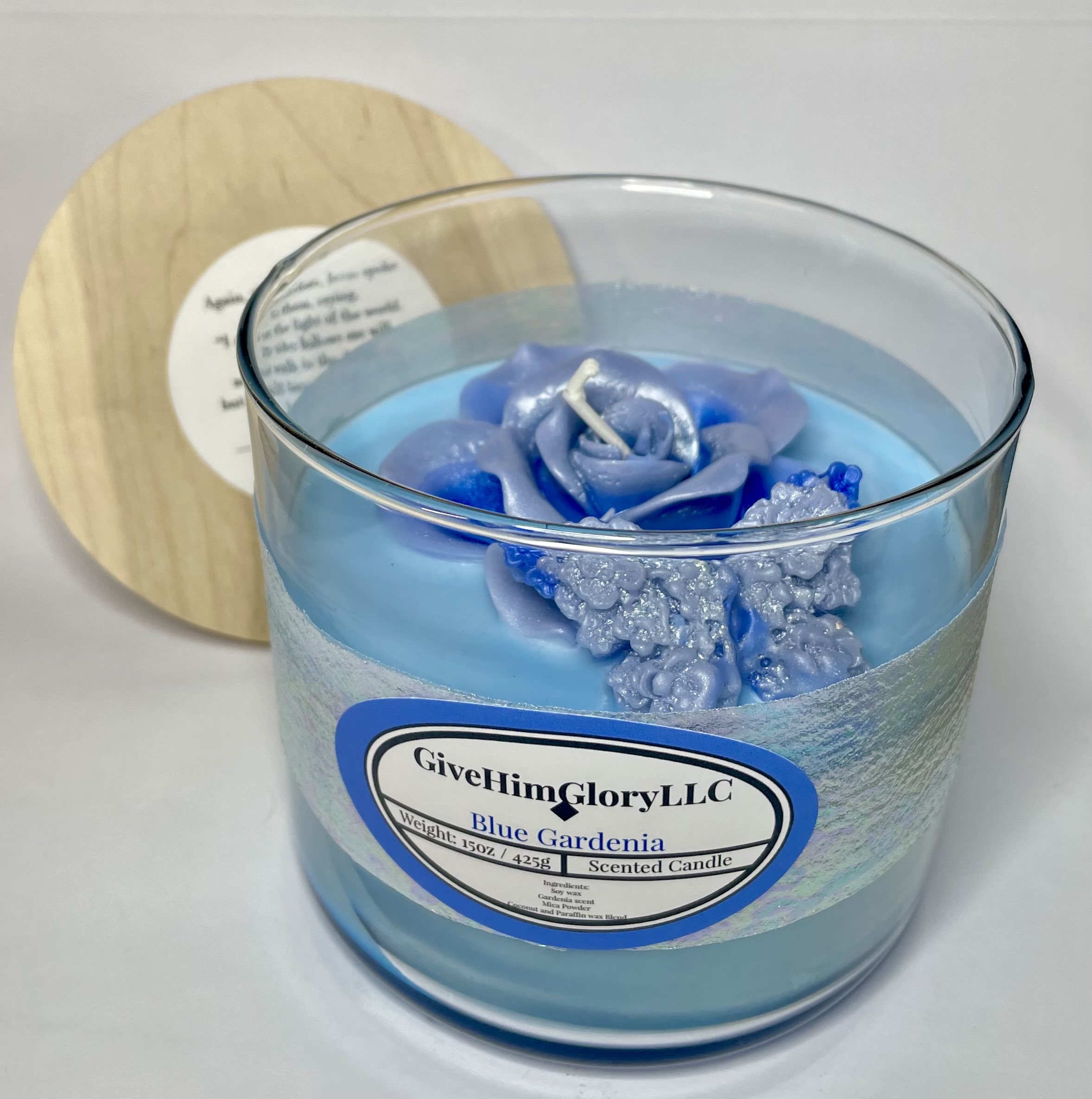 Blue Gardenia Scented Candle - Scripture John 8:12