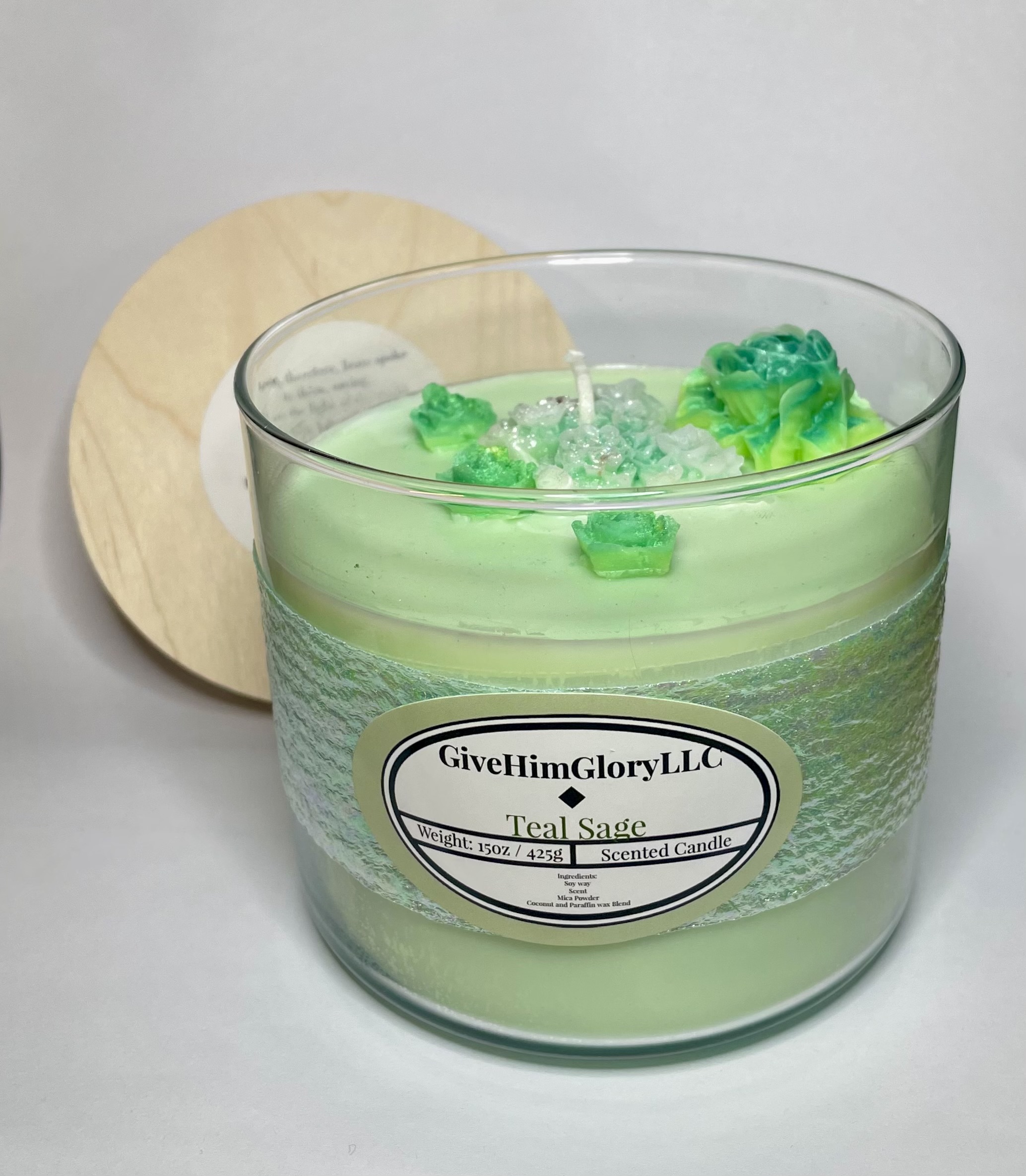 Scented Candle Teal Sage - Scripture John 8:12