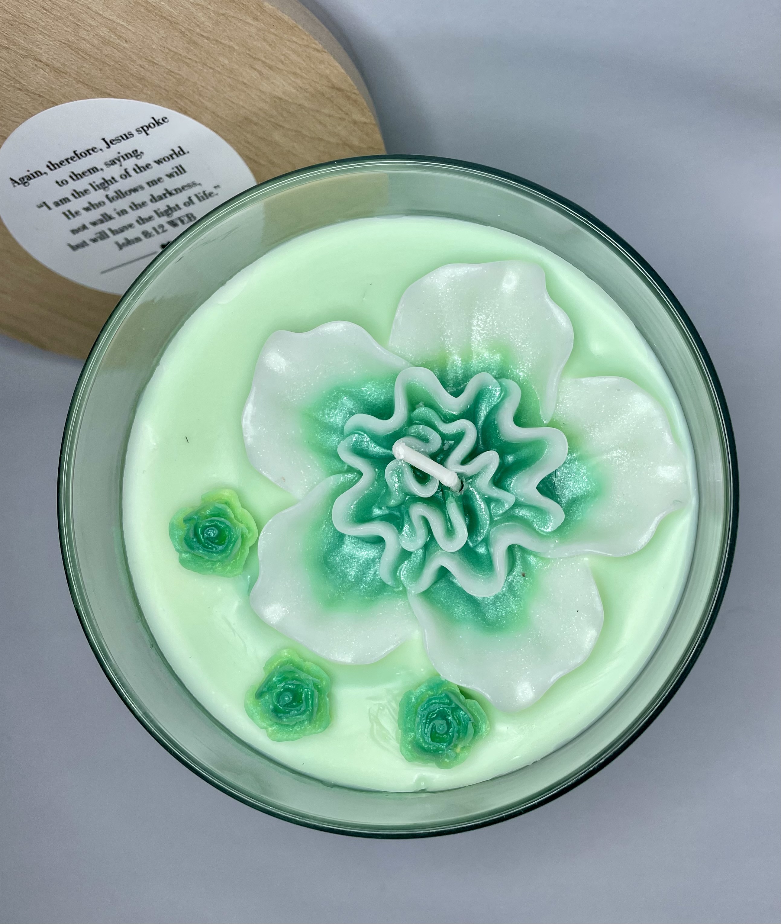 Scented Candle - Teal Sage - Scripture John 8:12