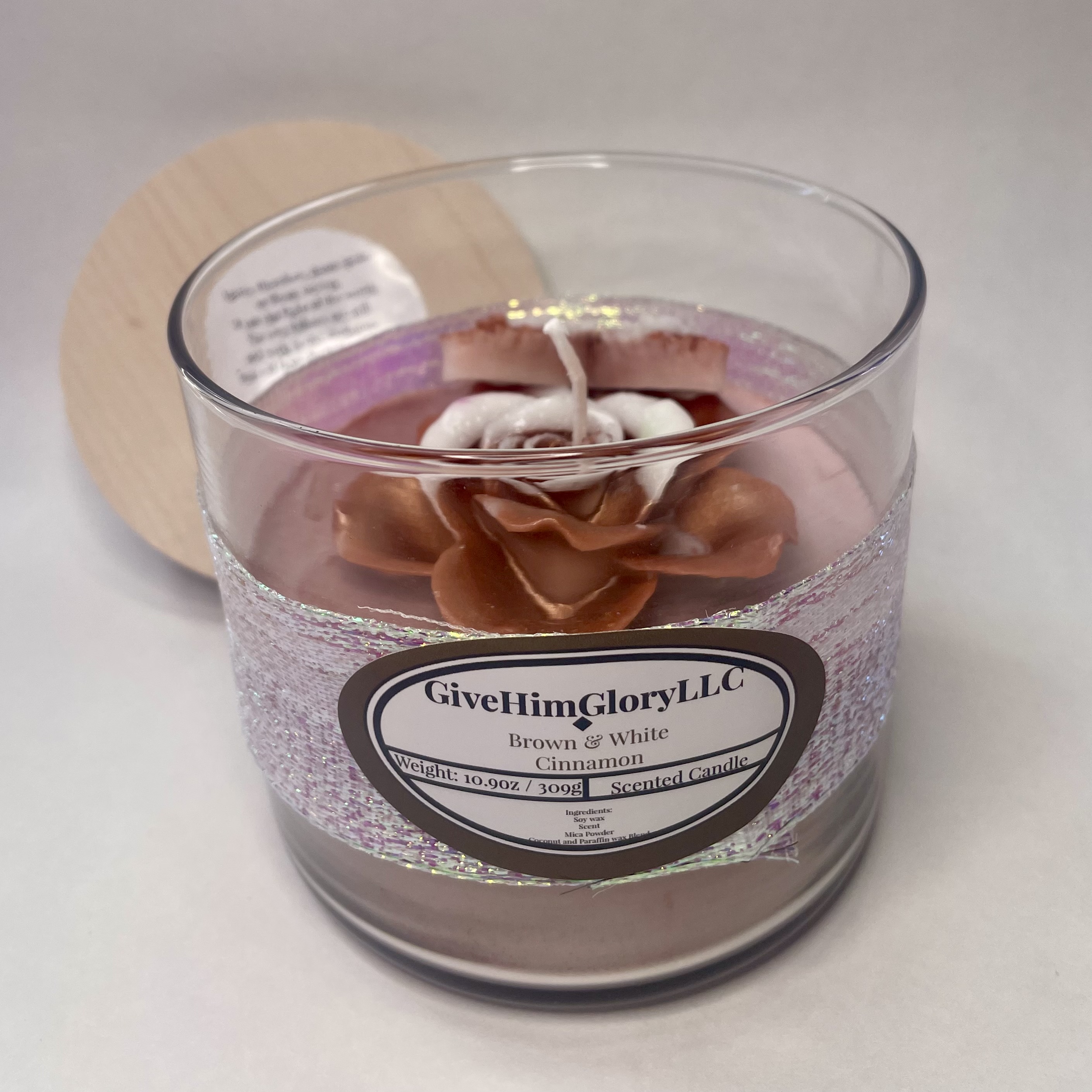 Brown & White Cinnamon Scented Candle John 8:12