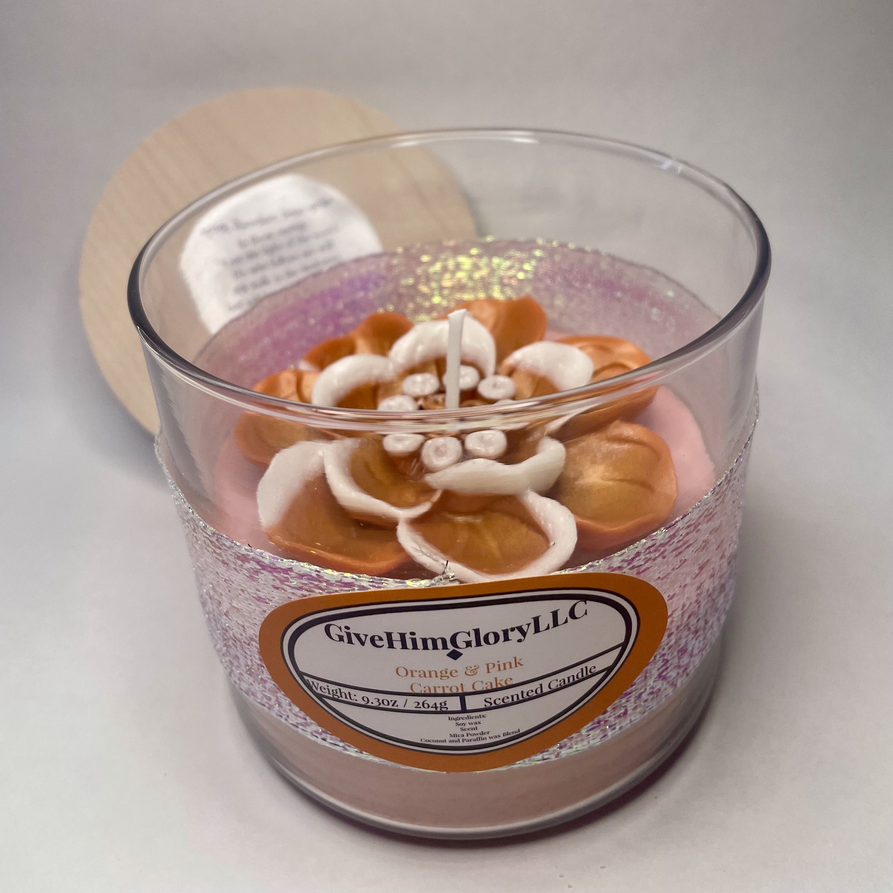 Carrot Cake Orange & Pink Scented Candle John 8:12