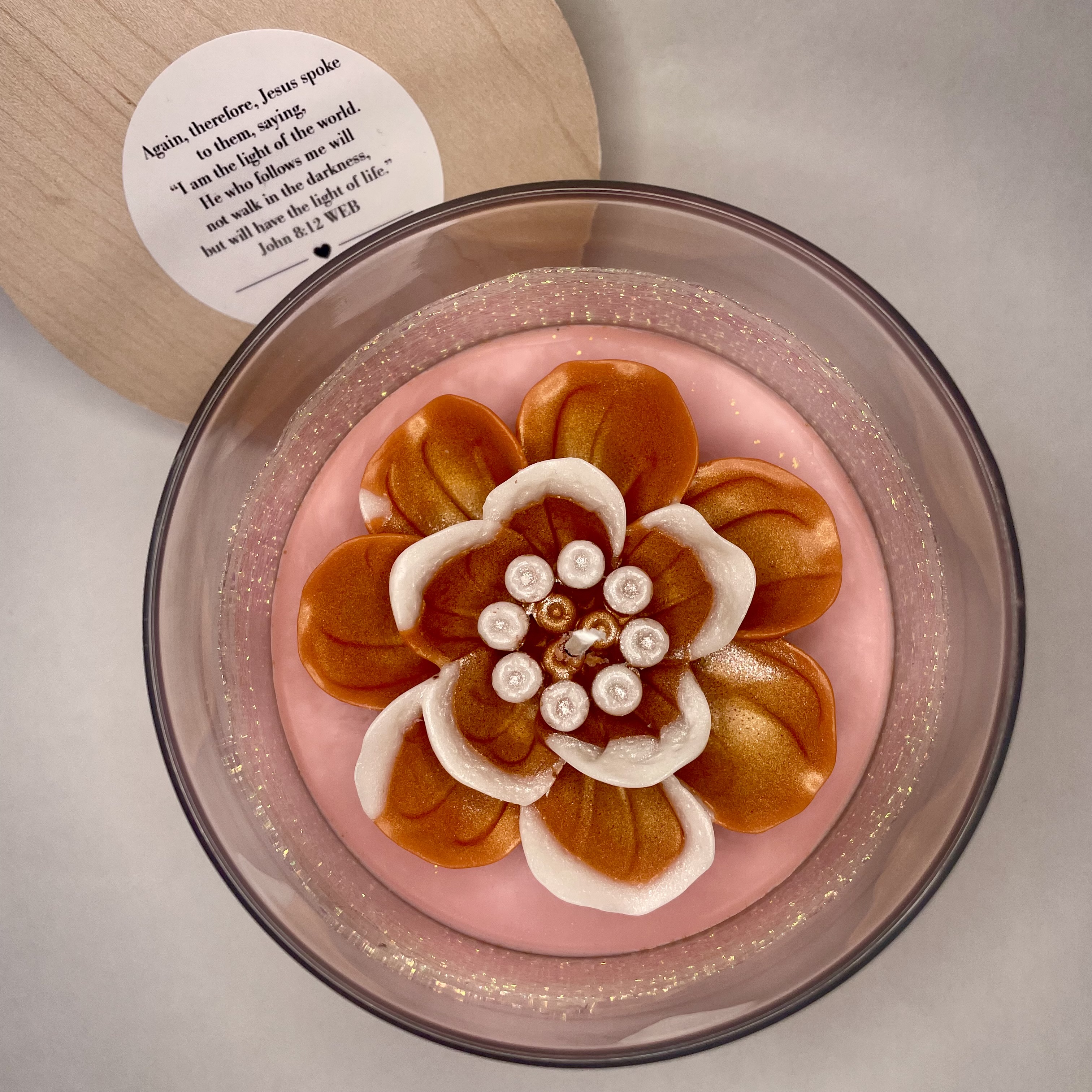 Carrot Cake Orange & Pink Scented Candle John 8:12
