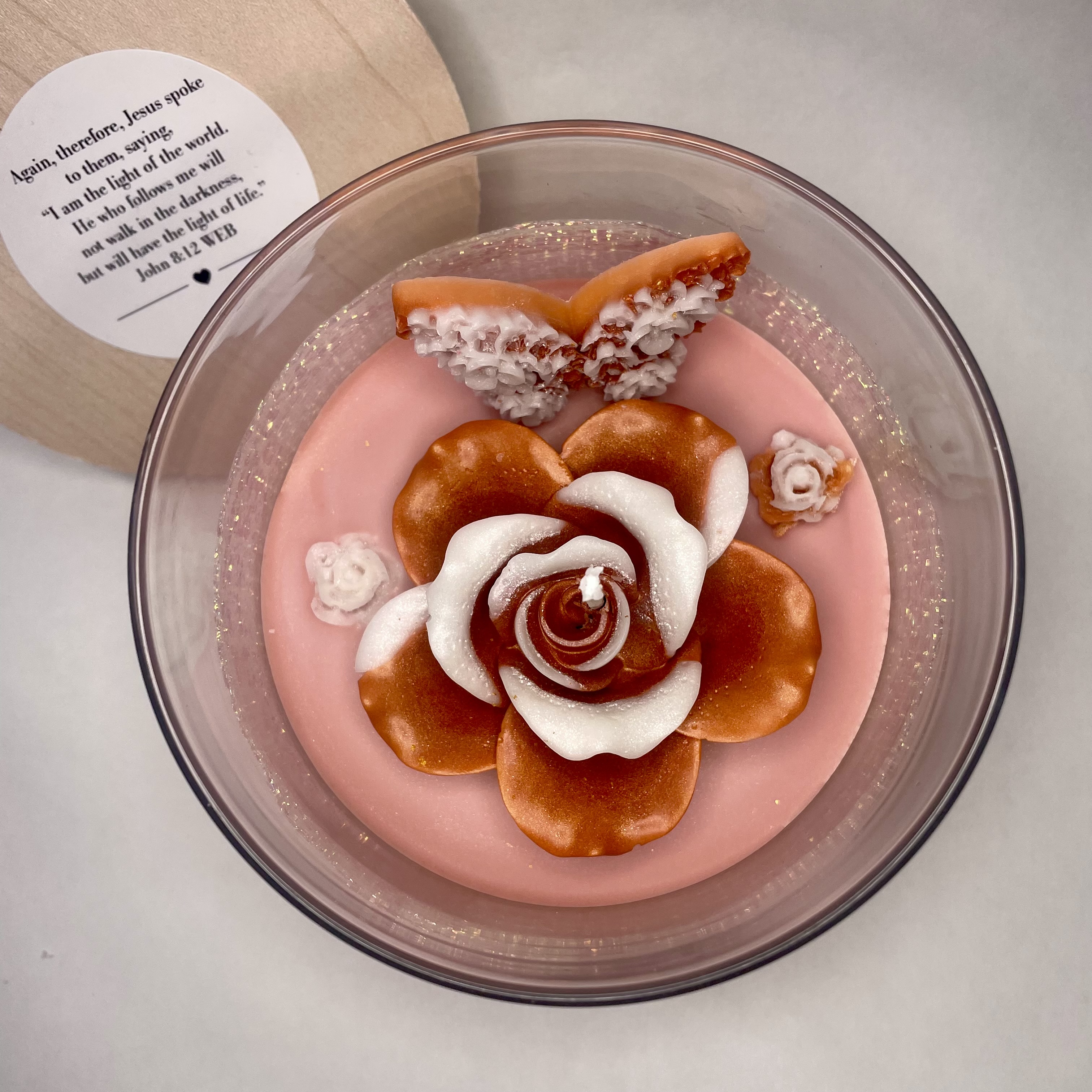Carrot Cake Orange & Pink Scented Candle John 8:12