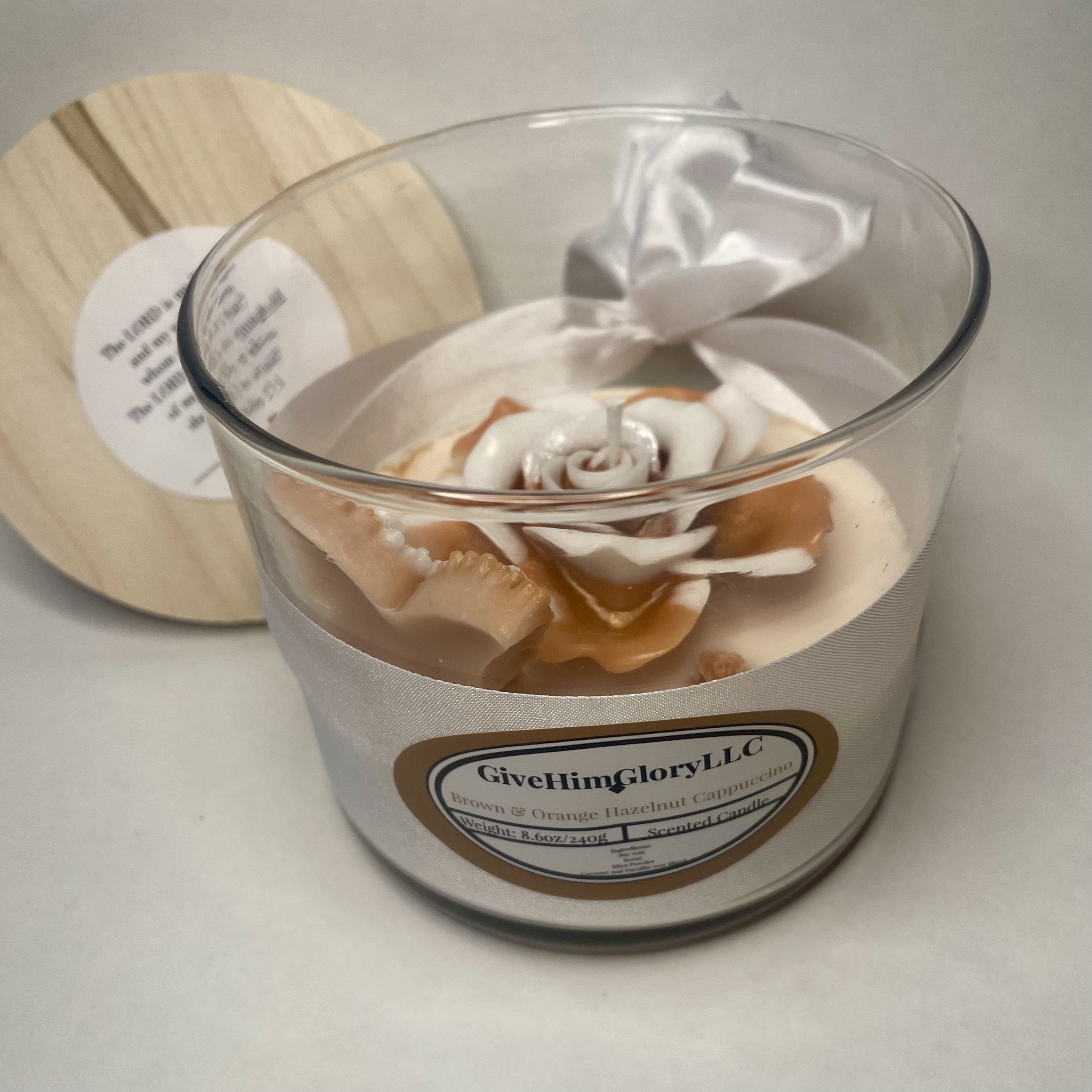 Brown & Orange Hazelnut Cappuccino Scented Candle Psalms 27:1