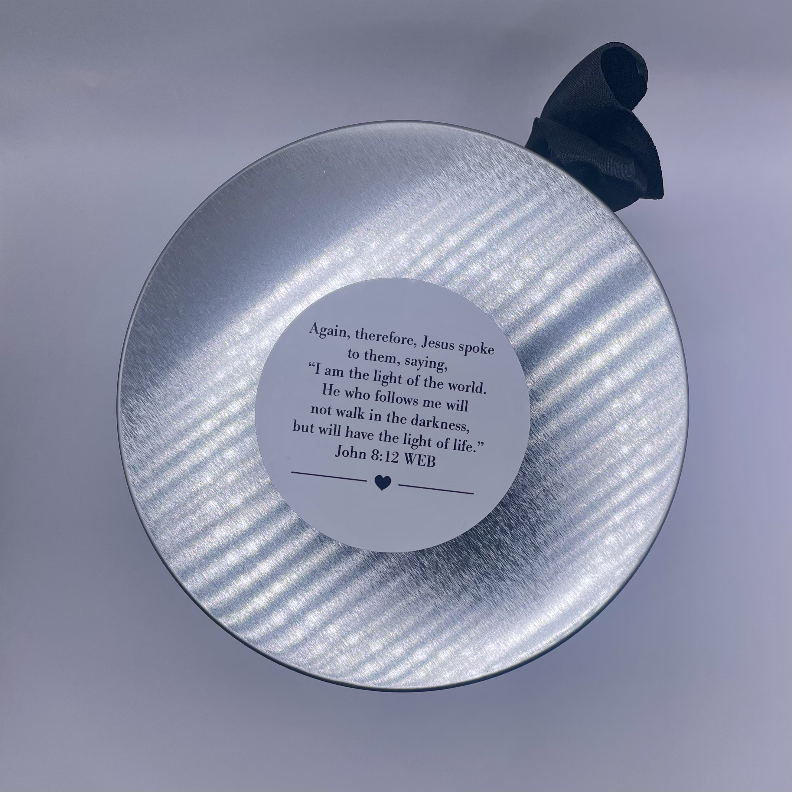 Blue-Purple Birthday Cake Scented Candle Scripture John 8:12