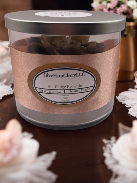 Hot Fudge Brownie Scented Candle Scripture Psalm 27:1