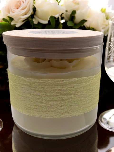 Vanilla Flower Decorative Scented Candle - Yellow & White - Scripture John 8:12