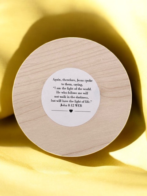 Vanilla Flower Decorative Scented Candle - Yellow & White - Scripture John 8:12