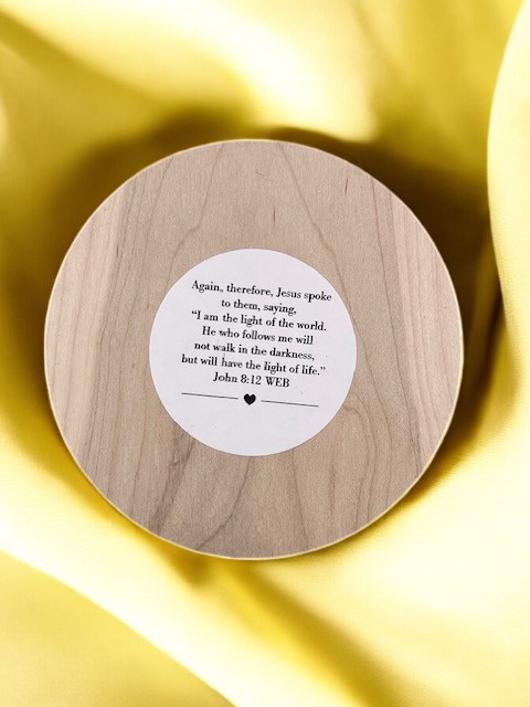 Vanilla Scented Candle -Scripture John 8:12—Yellow & White 