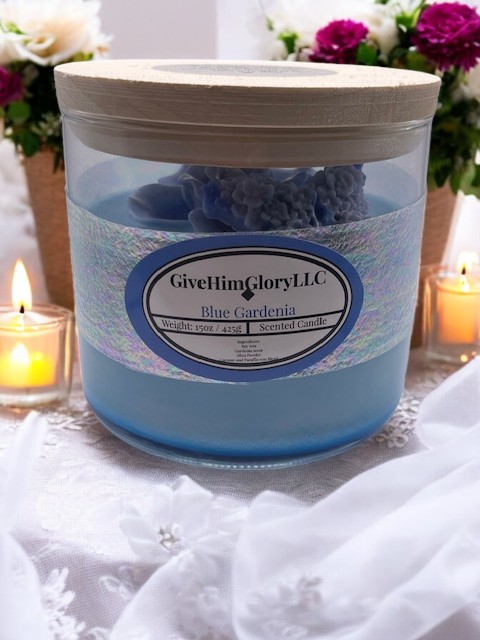 Blue Gardenia Scented Candle - Scripture John 8:12