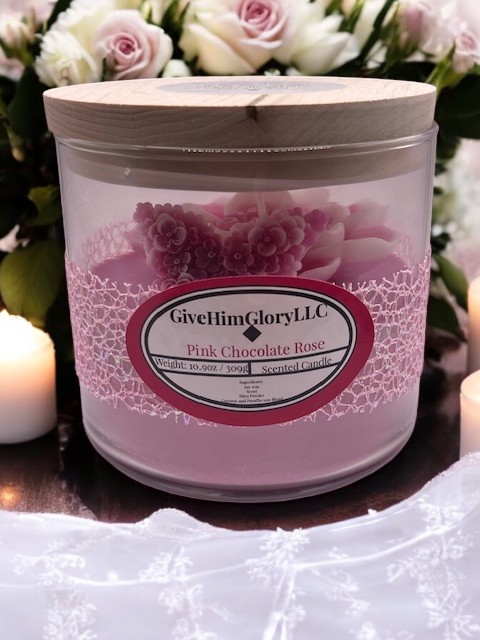 Pink Chocolate Rose Scented Candle John 8:12