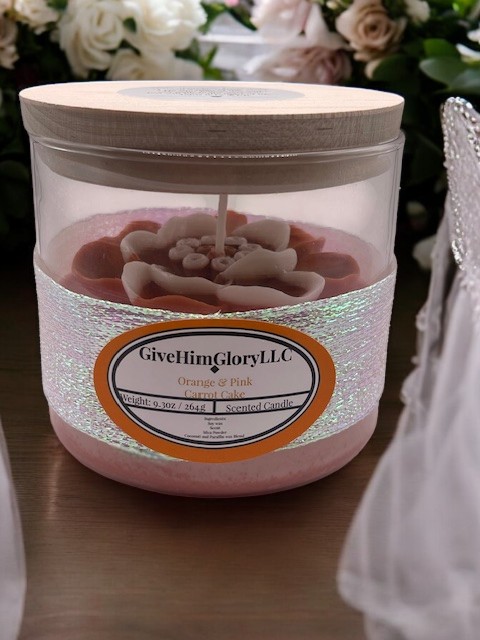 Carrot Cake Orange & Pink Scented Candle John 8:12