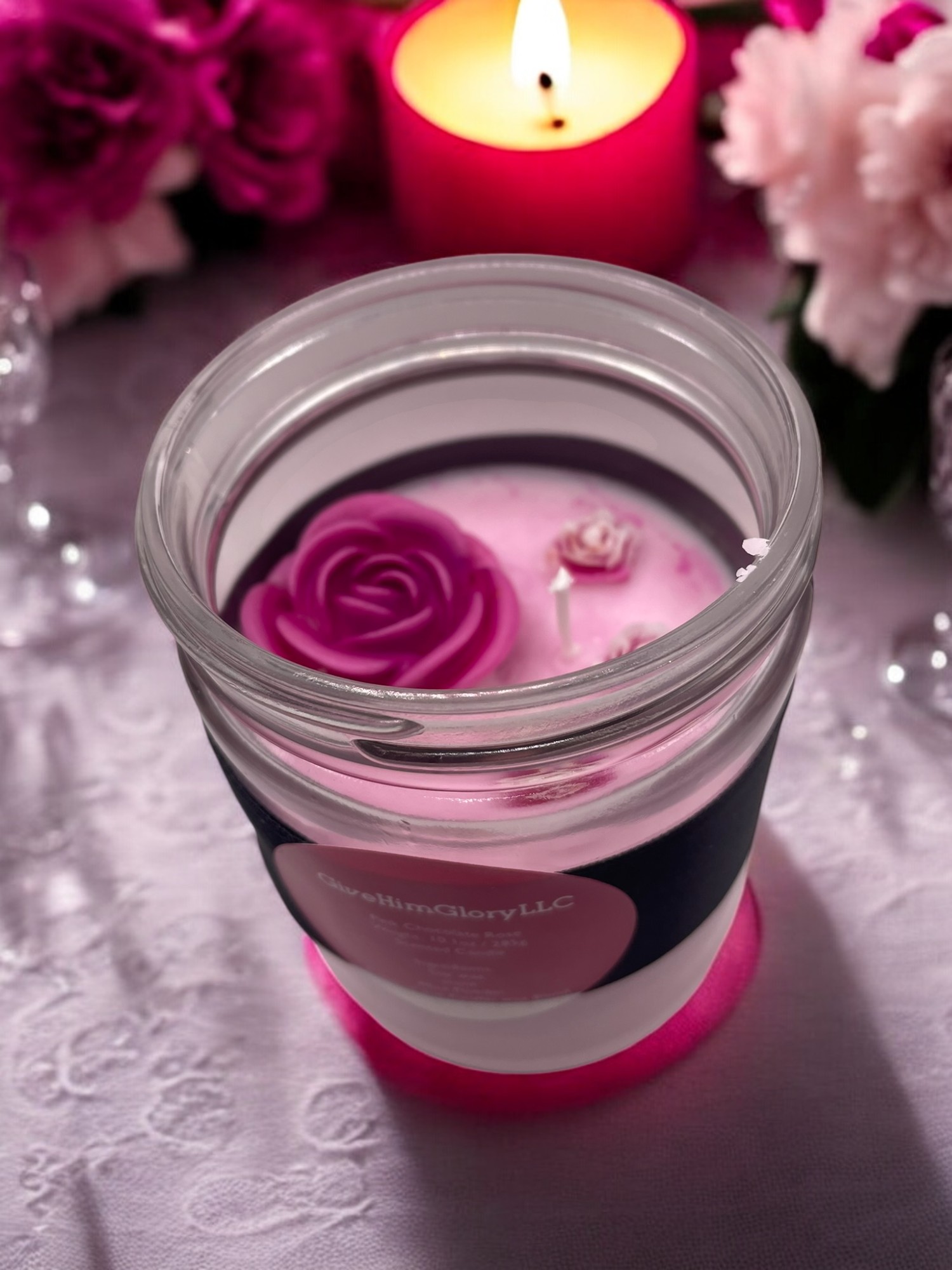 Pink Chocolate Rose Scented Candle John 8:12