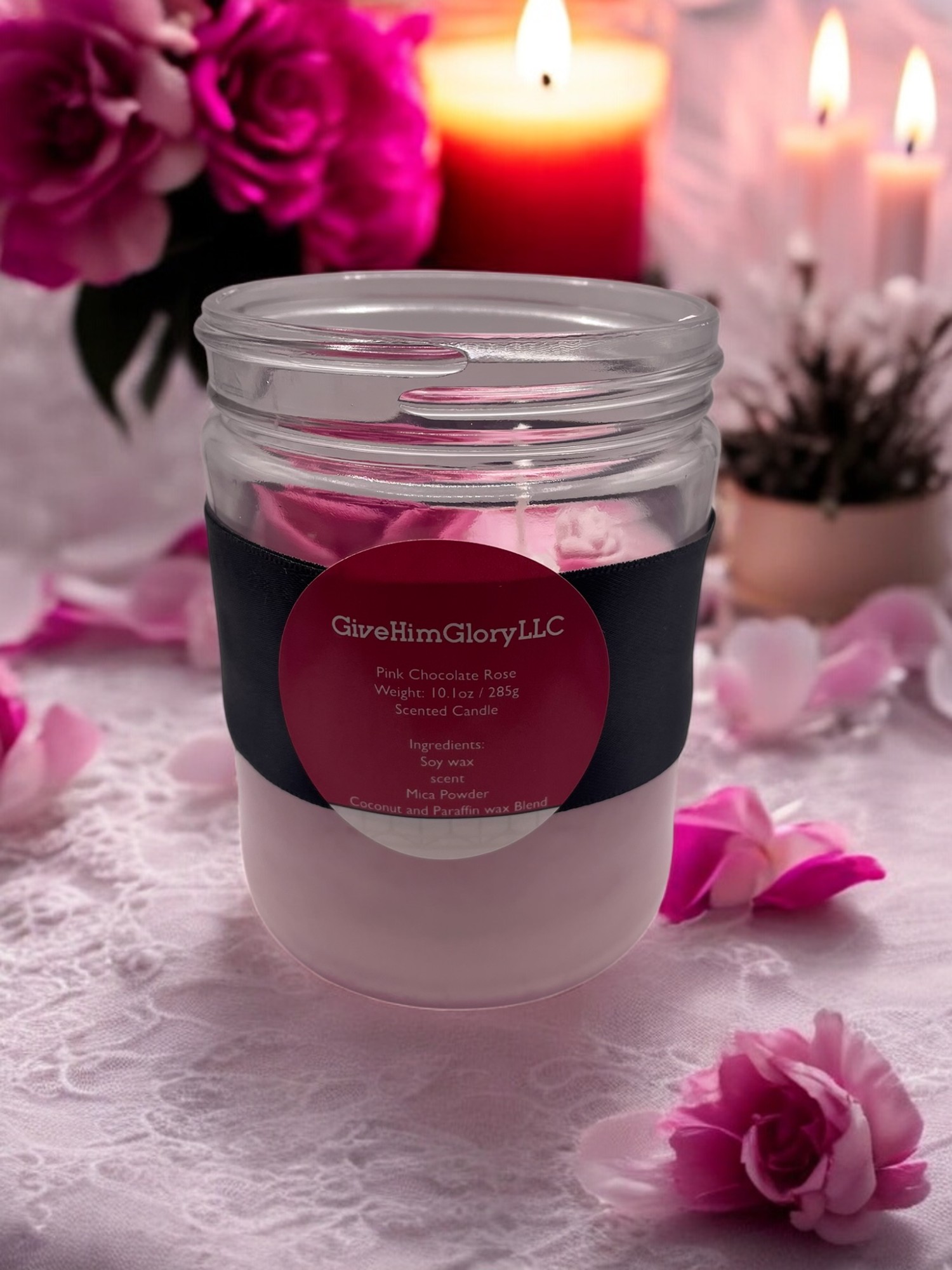 Pink Chocolate Rose Scented Candle John 8:12
