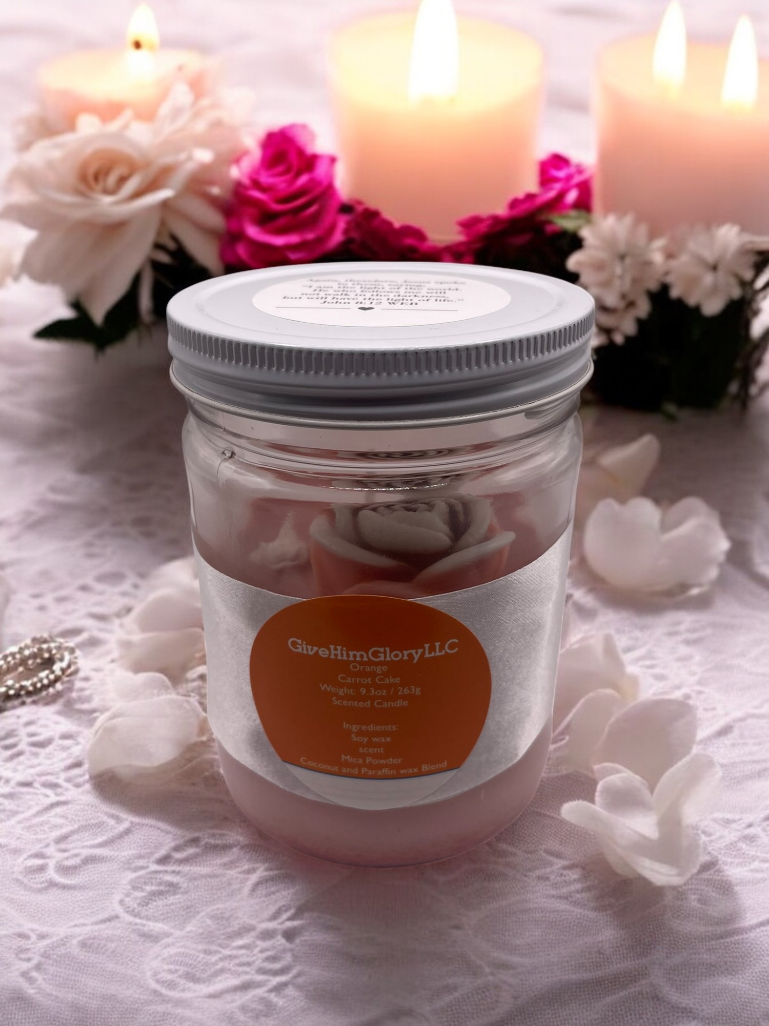 Orange & Pink Carrot Cake Scented Candle John 8:12
